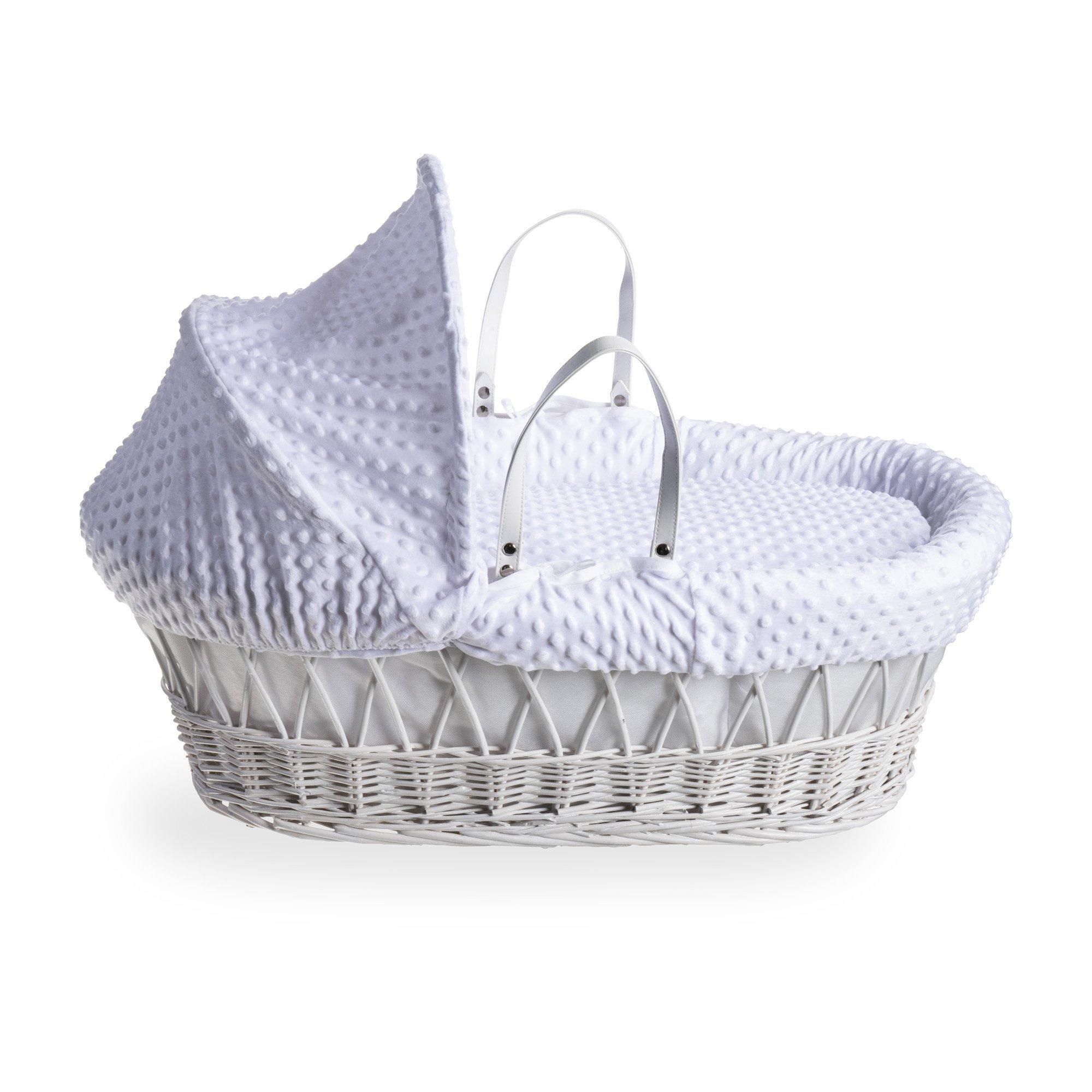 White/White - Clair De Lune - Clair de Lune Dimple White Wicker Moses Basket - 2