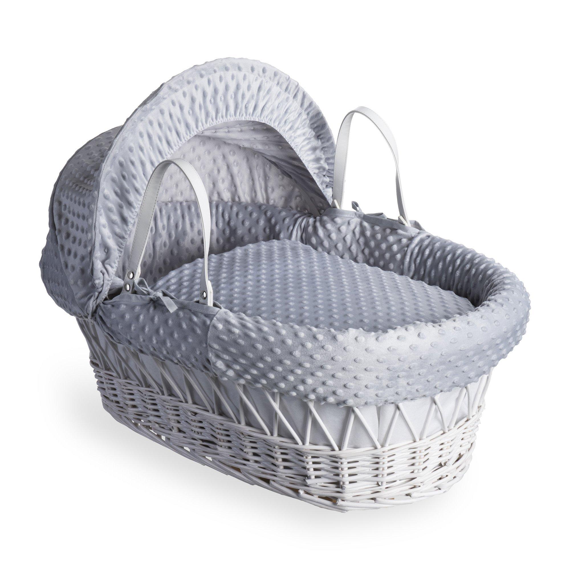 Clair de Lune Dimple White Wicker Moses Basket