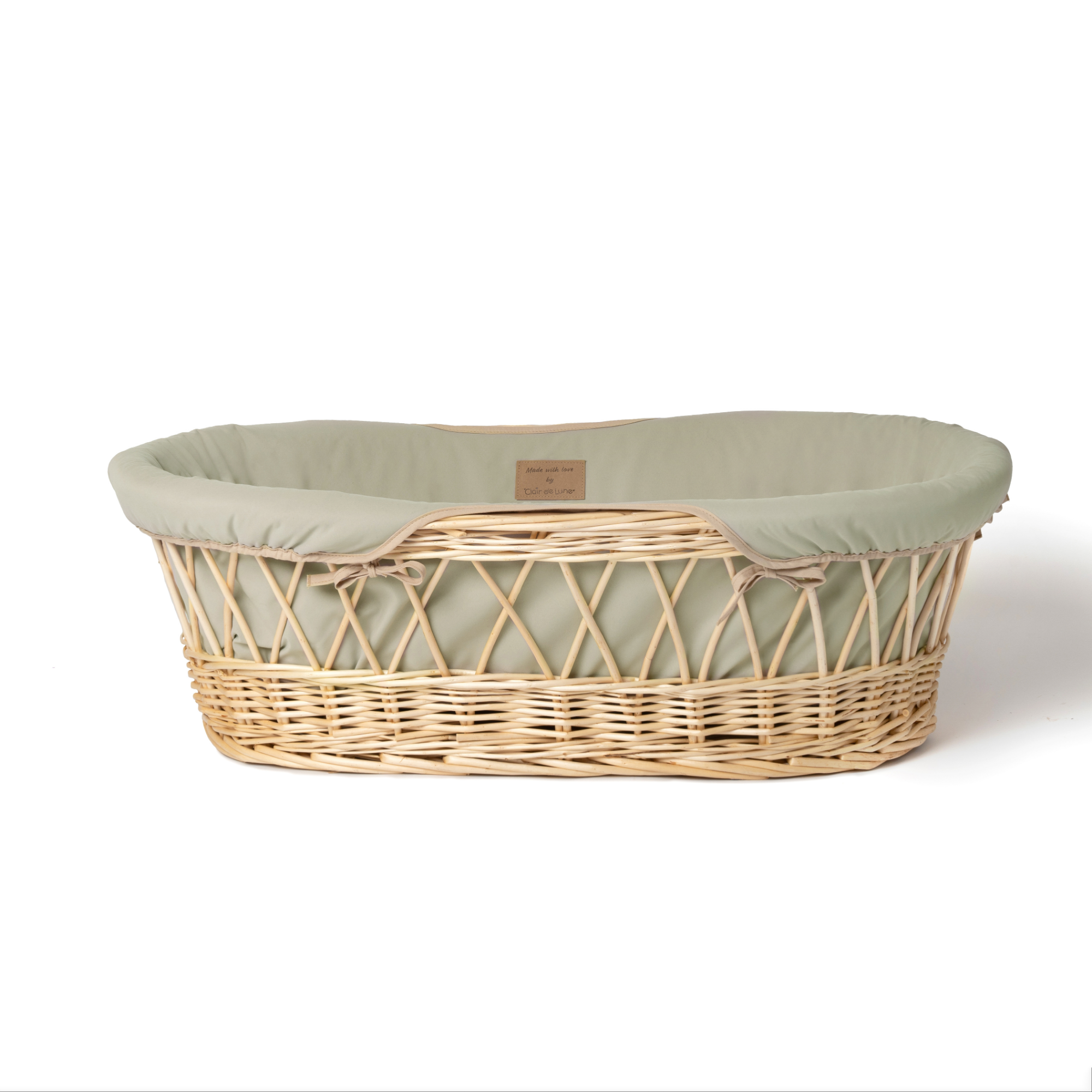Sage/Natural - Clair De Lune - Clair de Lune Organic Wicker Moses Basket & Stand - 3