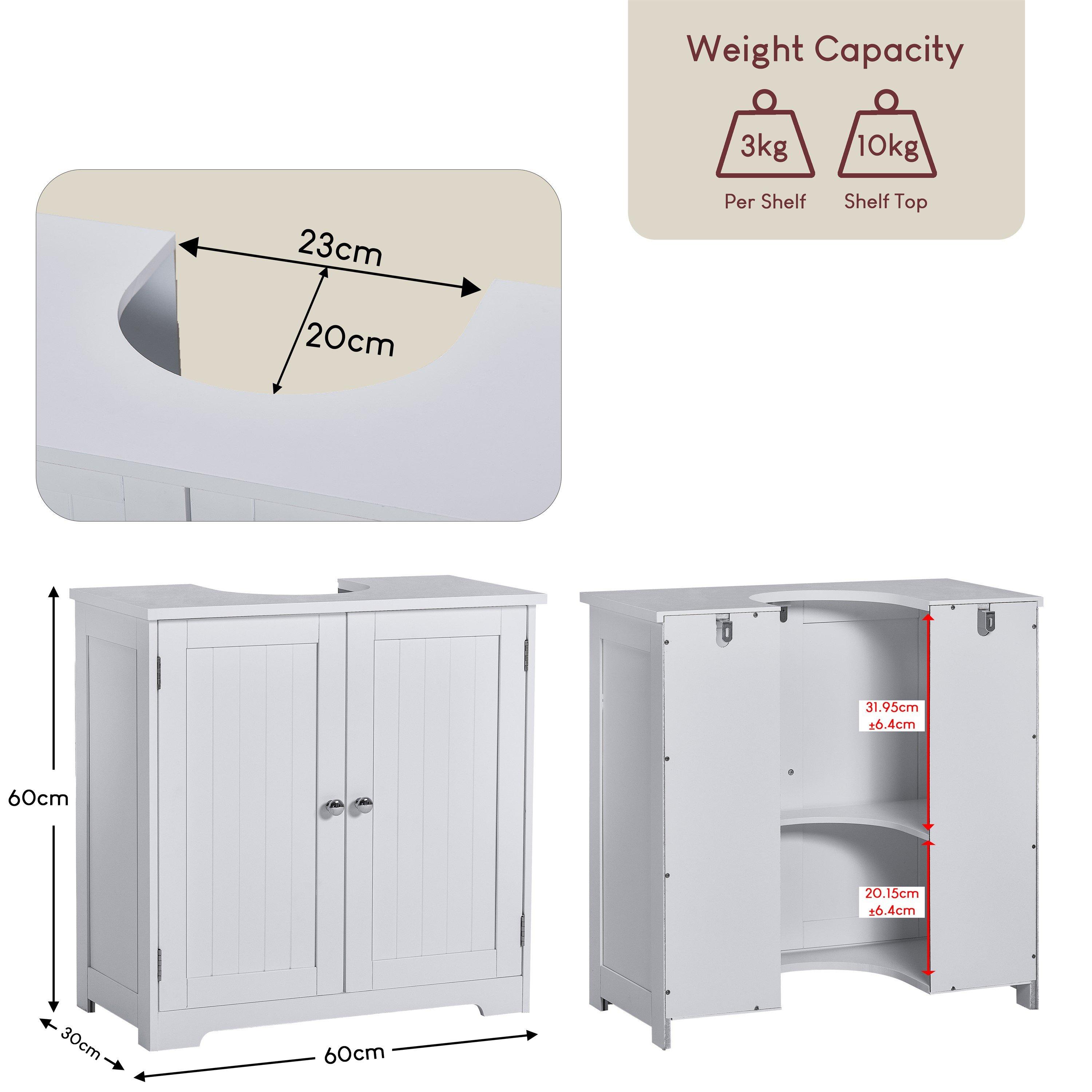 White - Lassic - Bath Vida Priano 2 Door Under Sink Cabinet - 2