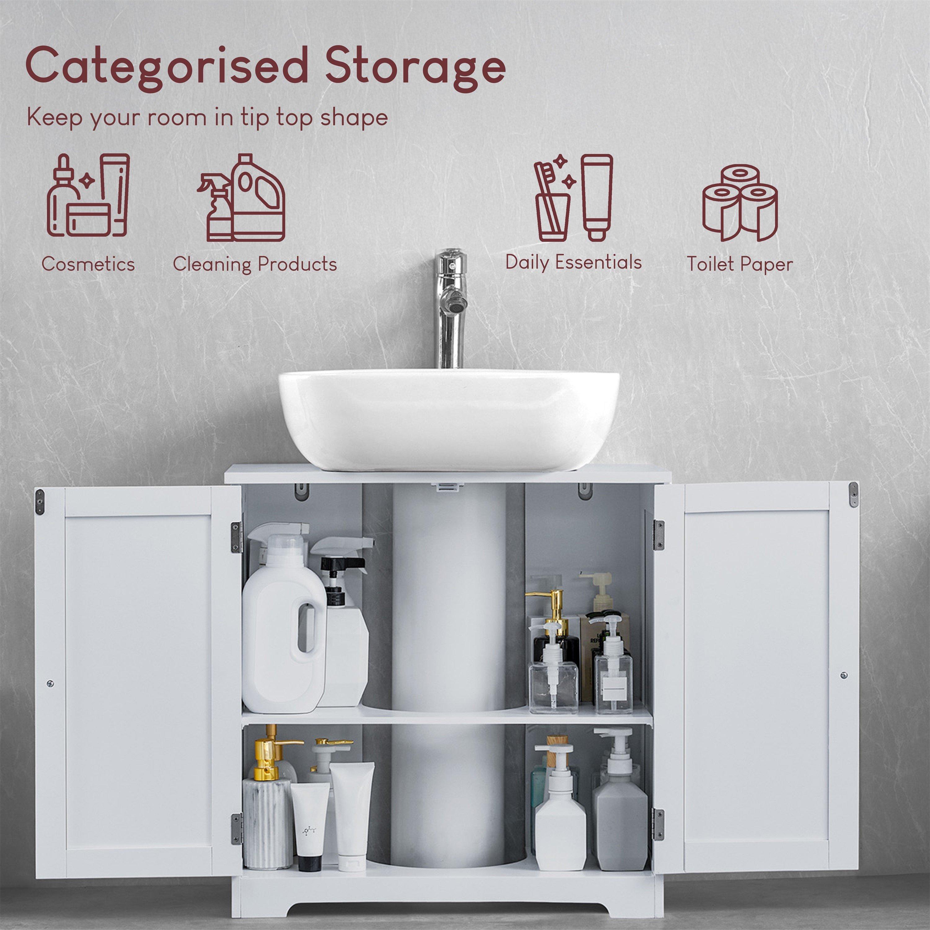 White - Lassic - Bath Vida Priano 2 Door Under Sink Cabinet - 3