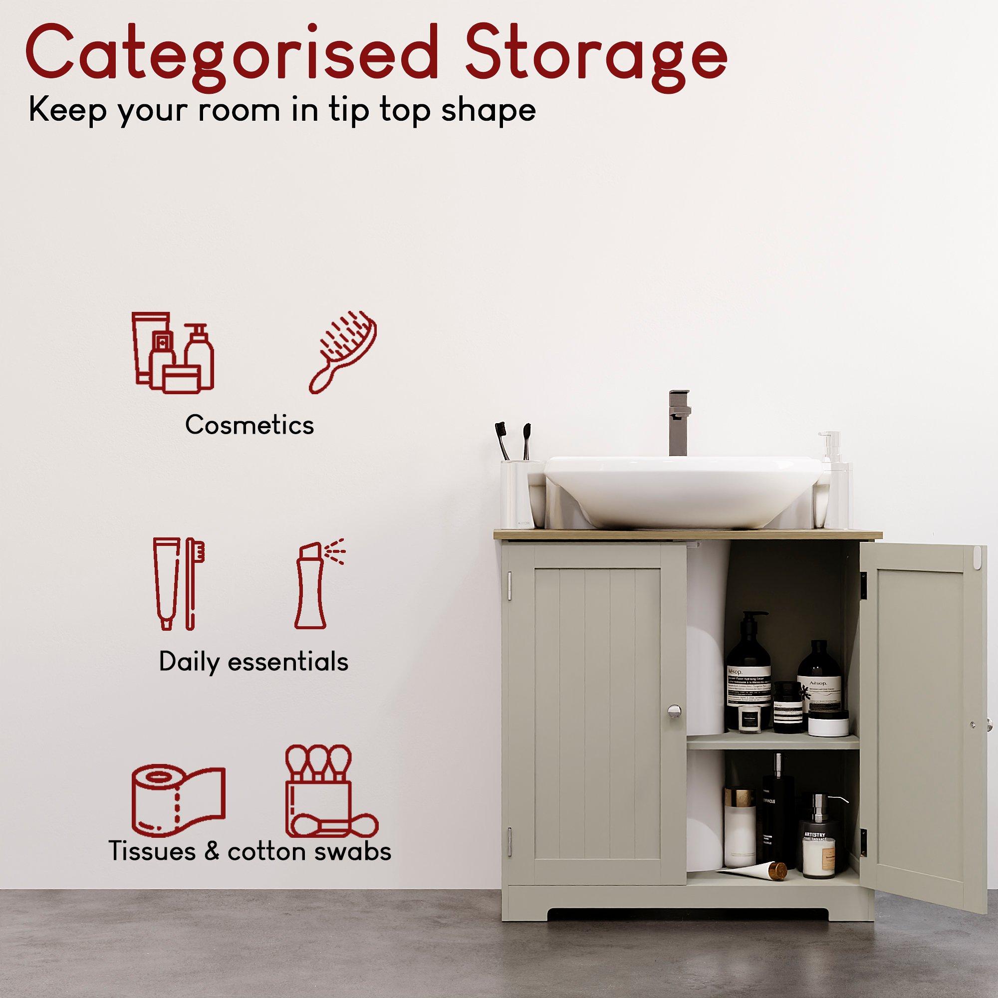 Grey - Lassic - Bath Vida Priano 2 Door Under Sink Cabinet - 5