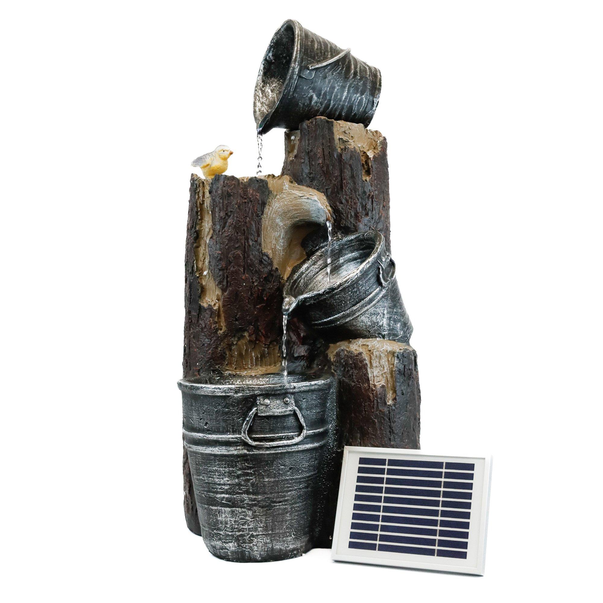 Streetwize  Solar Bucket Fountain - Silver/Brown - 36x33.5x74