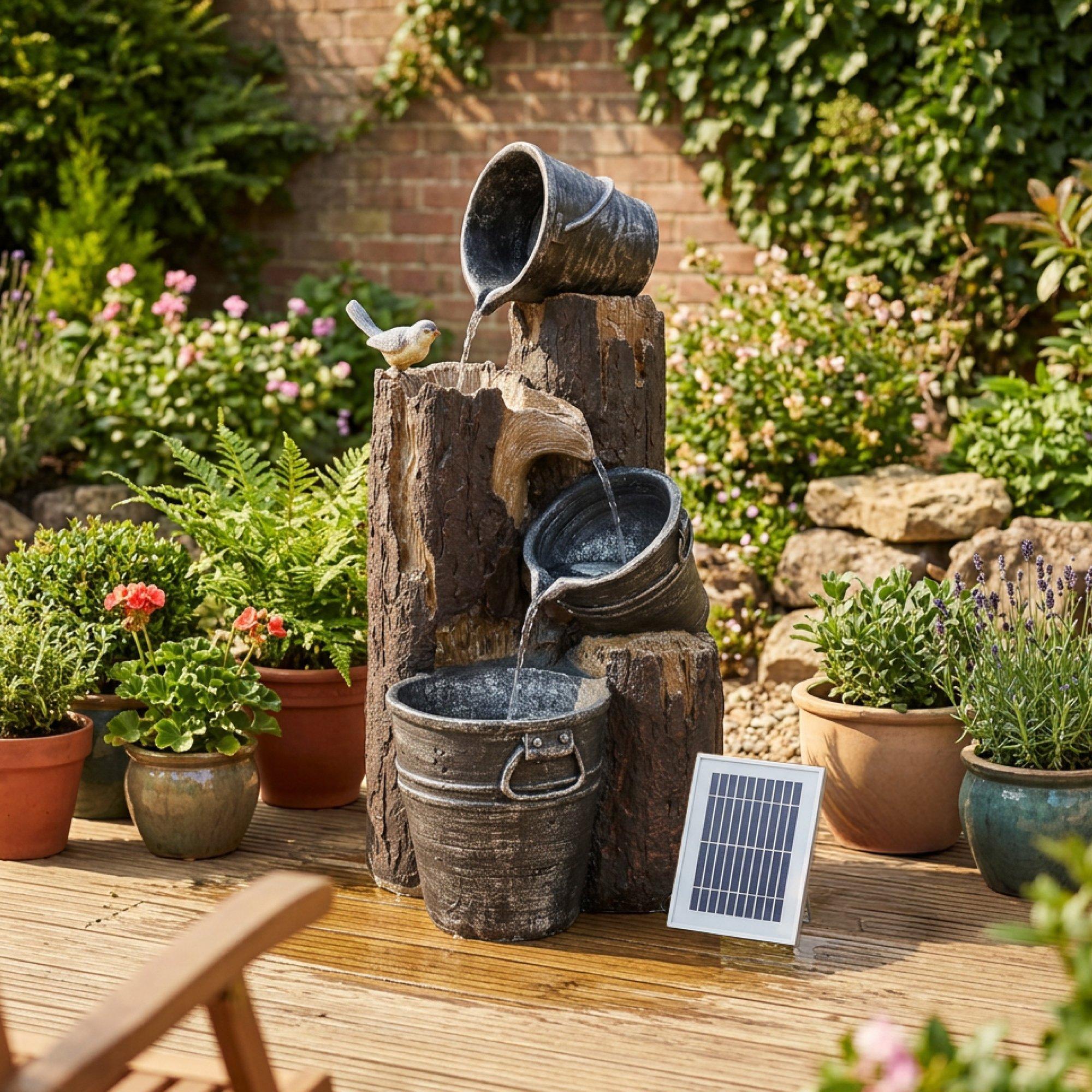 Silver/Brown - Streetwize - Solar Bucket Fountain - 1