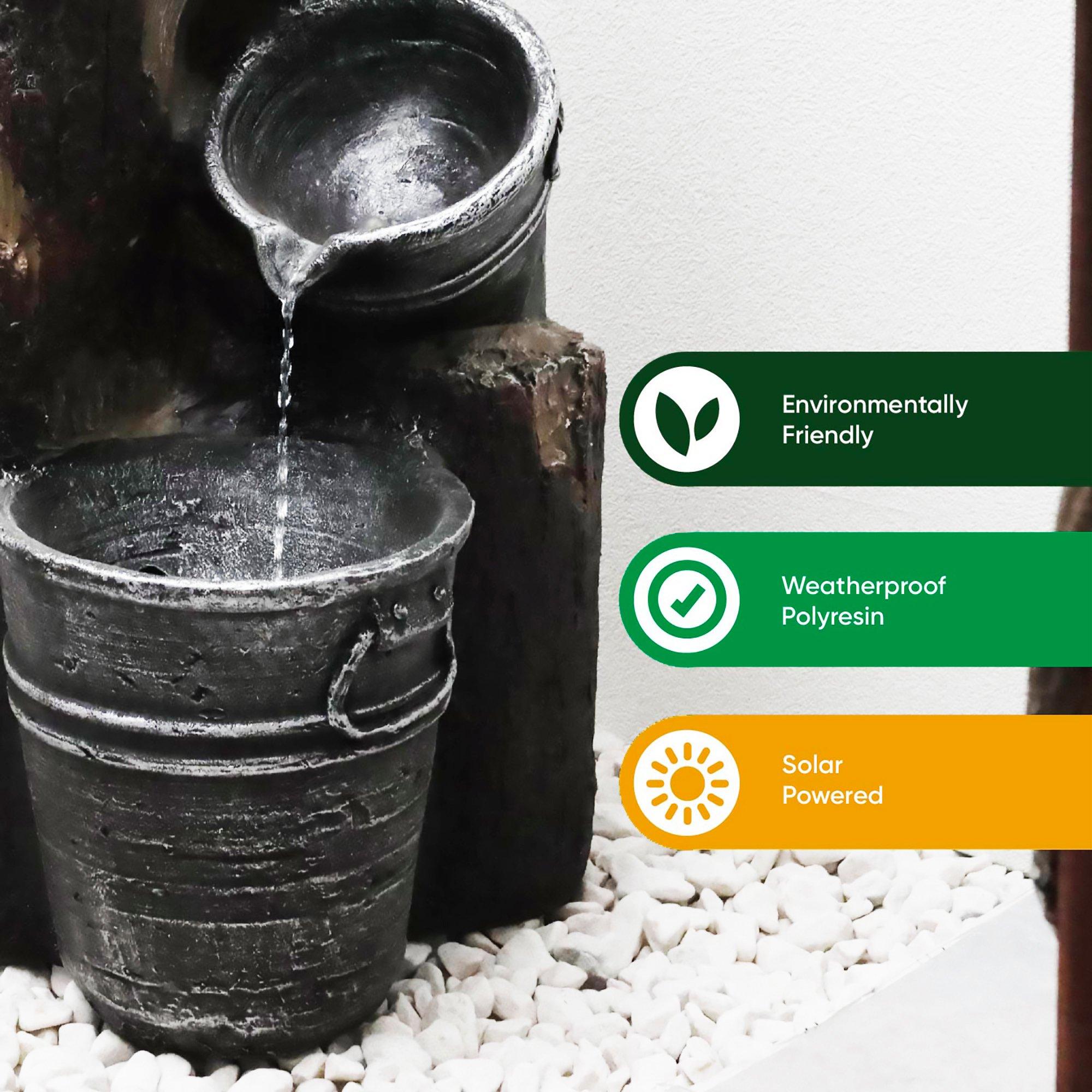 Silver/Brown - Streetwize - Solar Bucket Fountain - 4