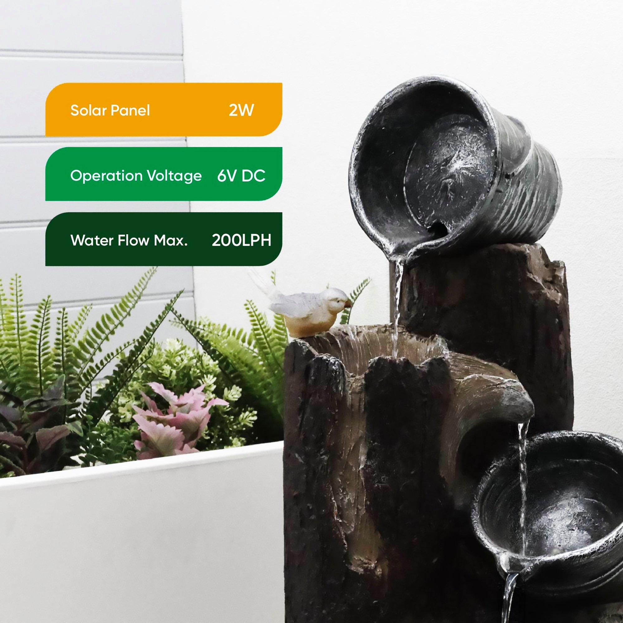 Silver/Brown - Streetwize - Solar Bucket Fountain - 6