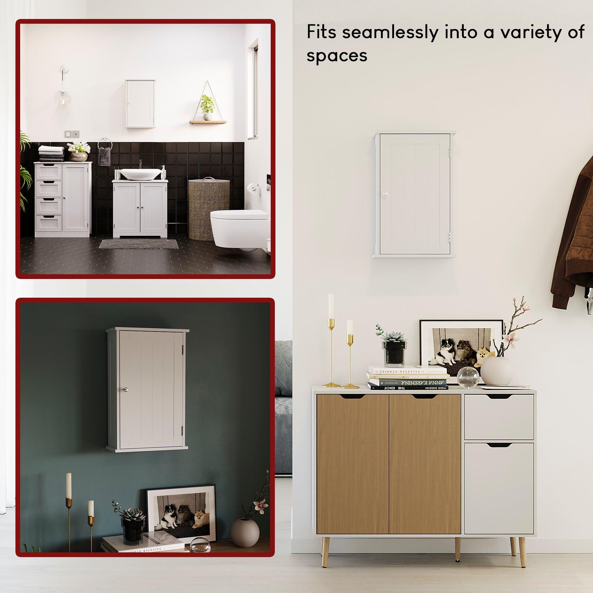 White - Lassic - Bath Vida Priano 1 Door Wall Cabinet - 3