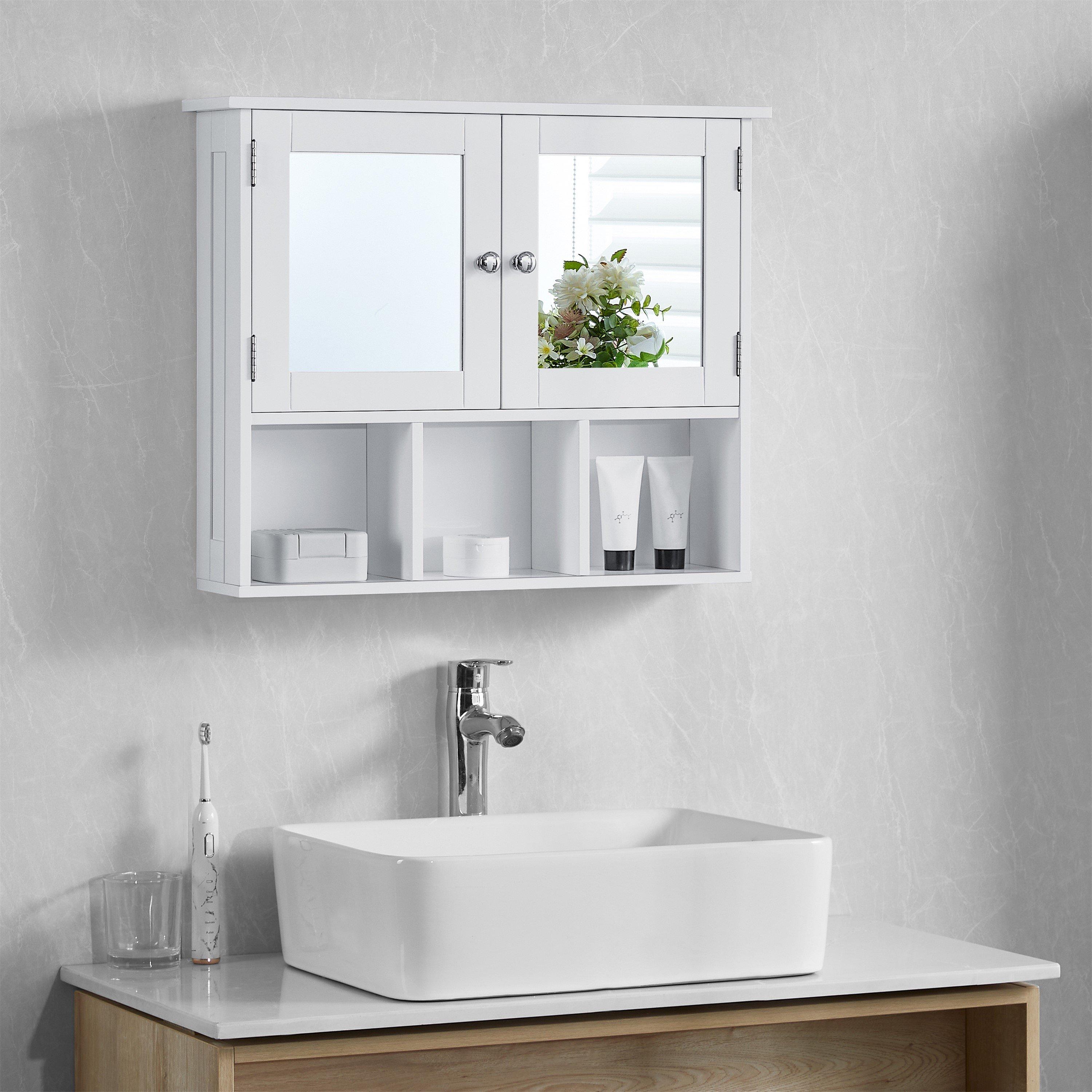 Lassic  Priano 2 Door Mirrored Wall Cabinet 3 Compartment - White - 2 Door