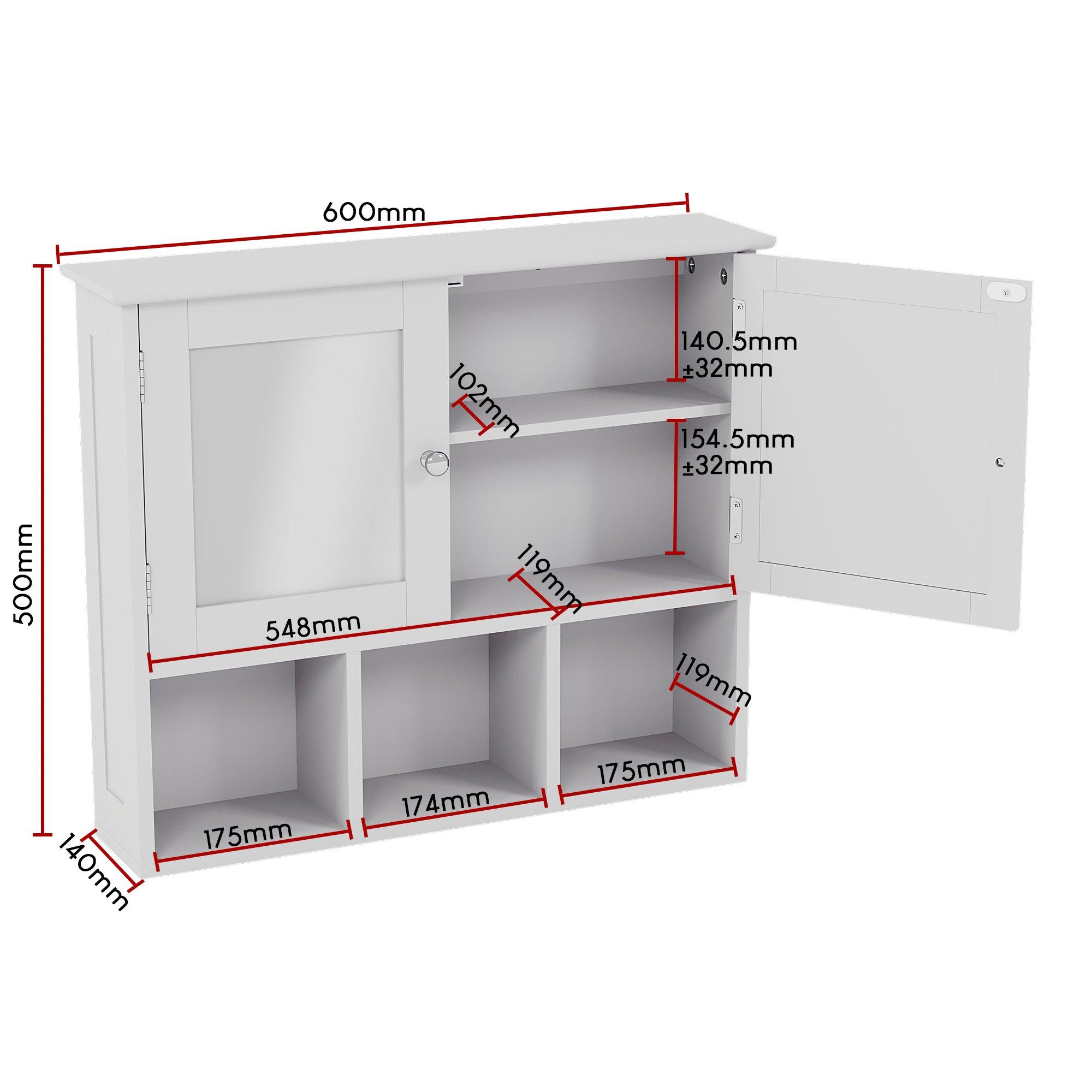 White - Lassic - Priano 2 Door Mirrored Wall Cabinet 3 Compartment - 2