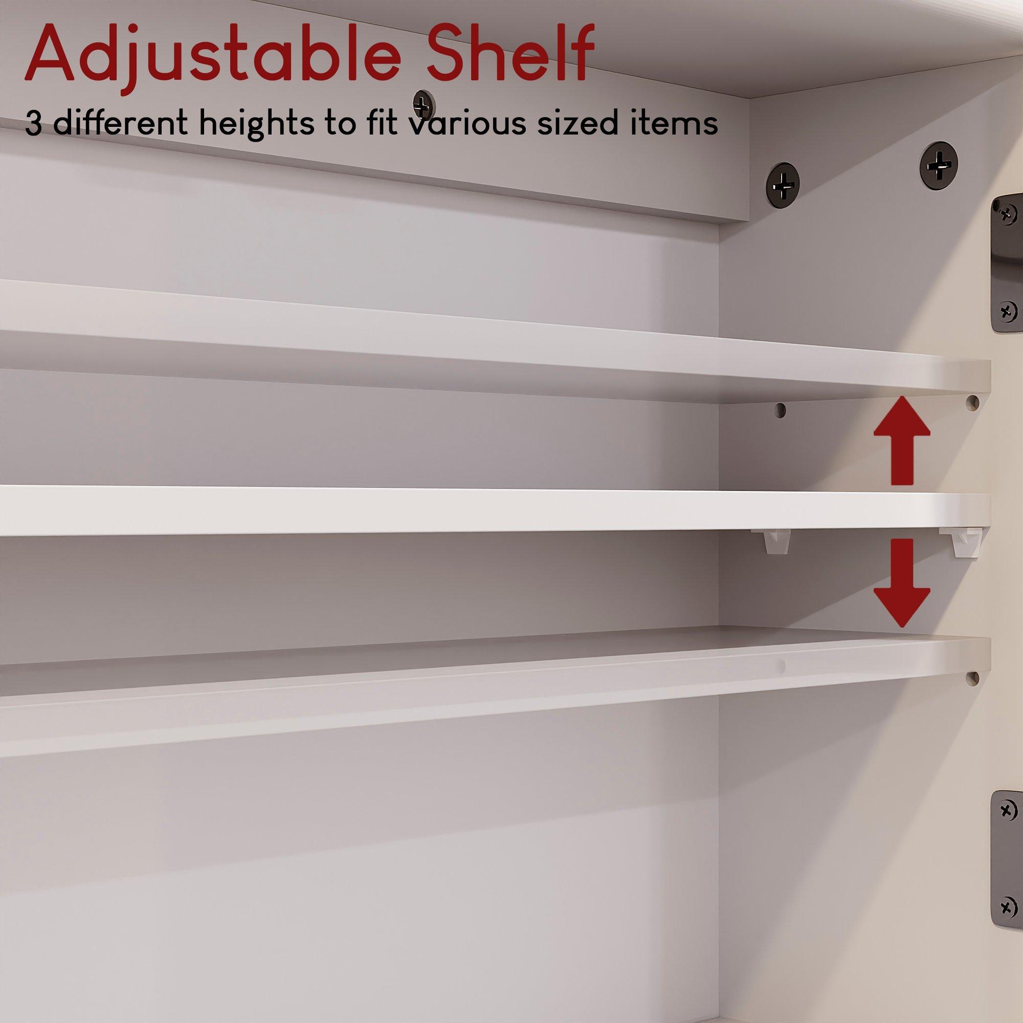 White - Lassic - Priano 2 Door Mirrored Wall Cabinet 3 Compartment - 6