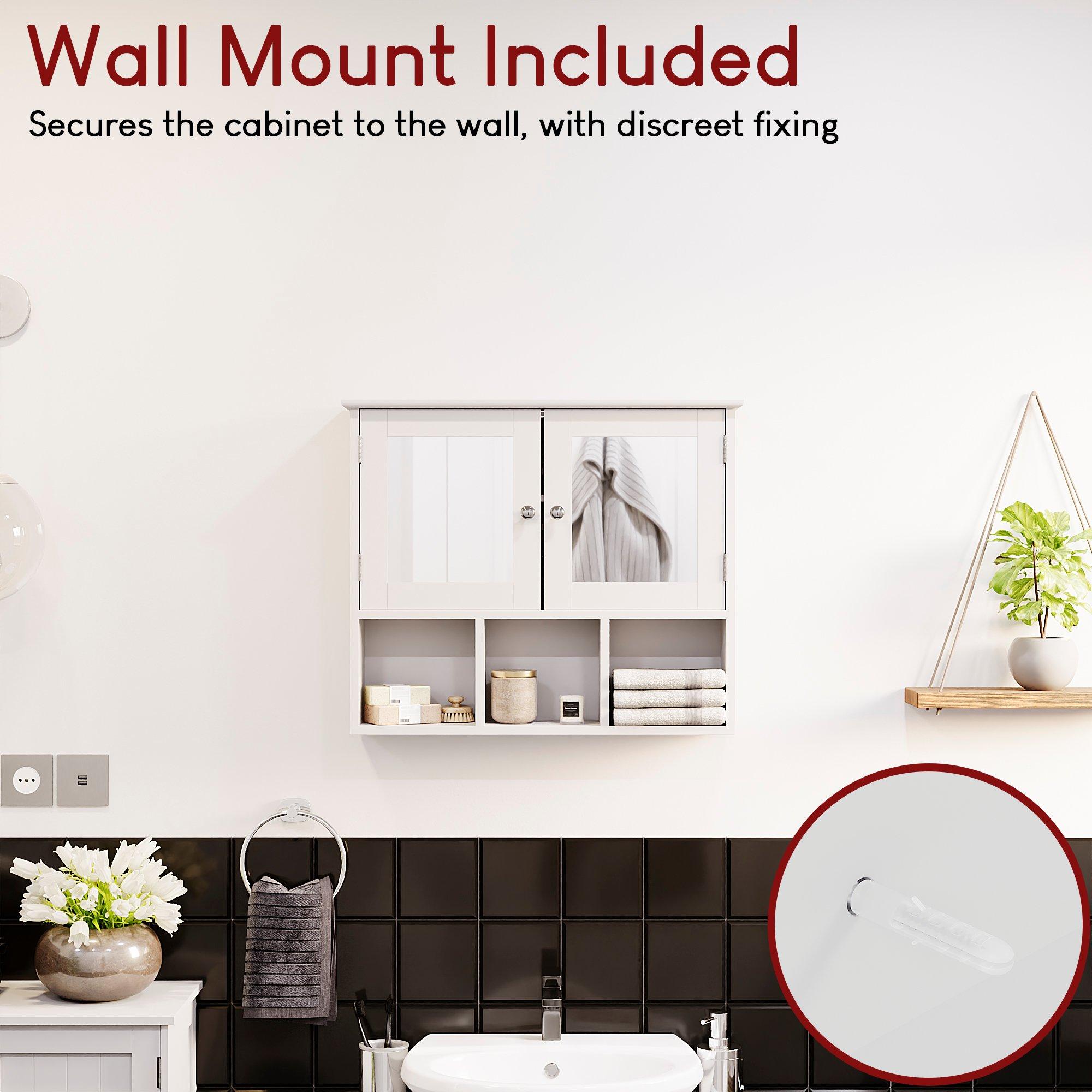 White - Lassic - Priano 2 Door Mirrored Wall Cabinet 3 Compartment - 7