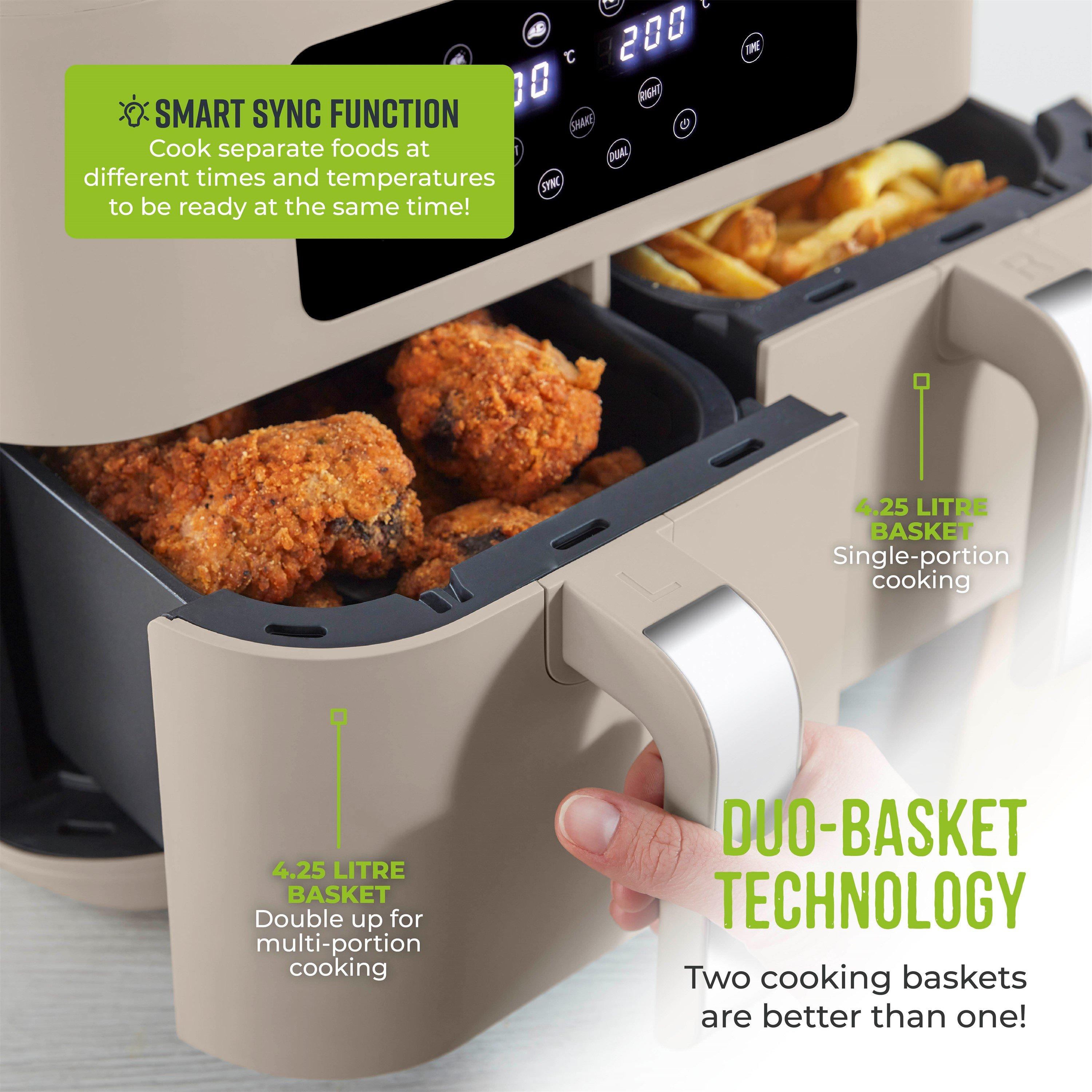 Latte - Tower - Vortx 8.5L Dual Basket Air Fryer Digital Latte wit - 4