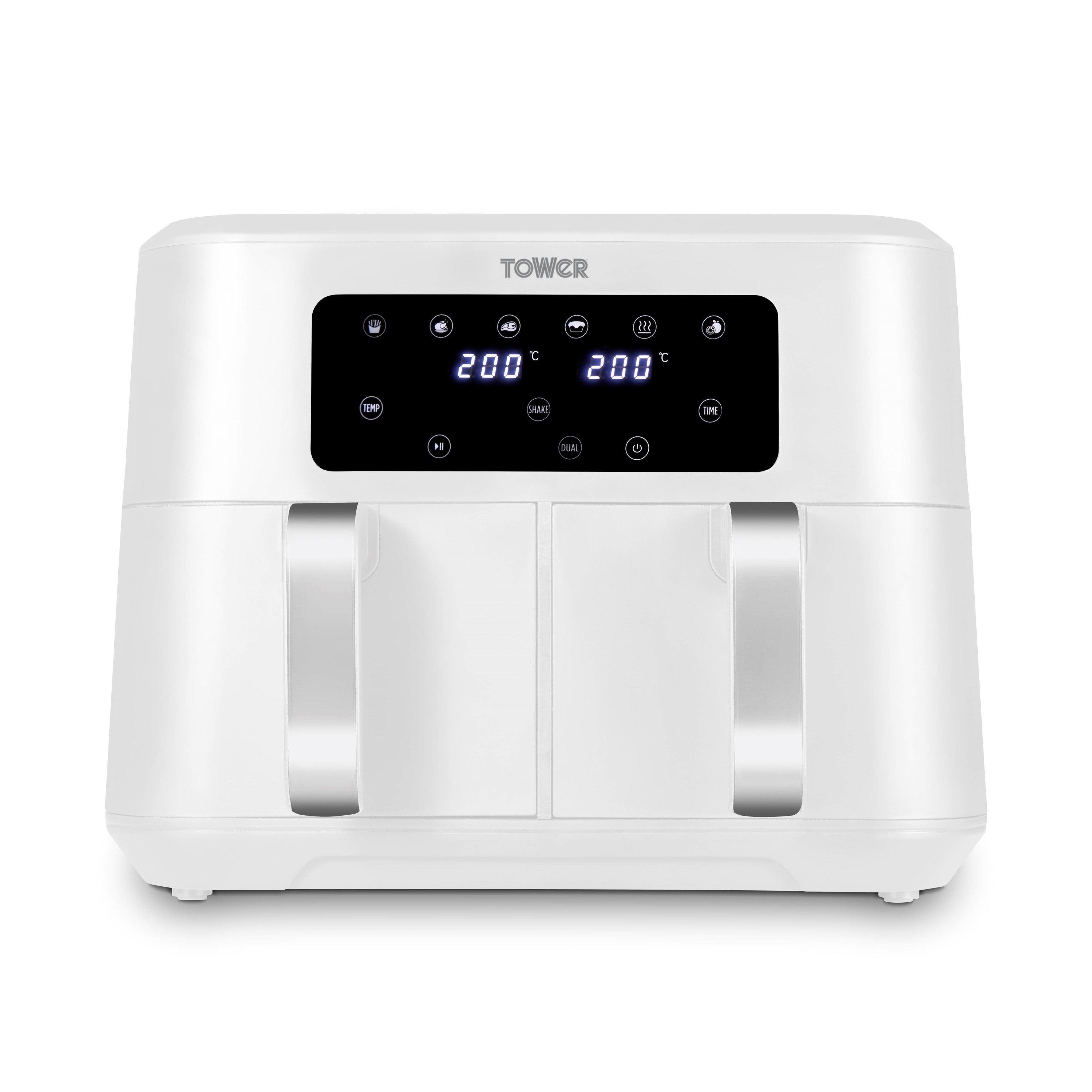 White - Tower - Vortx 8.5L Dual Basket Air Fryer Digital White wit - 1