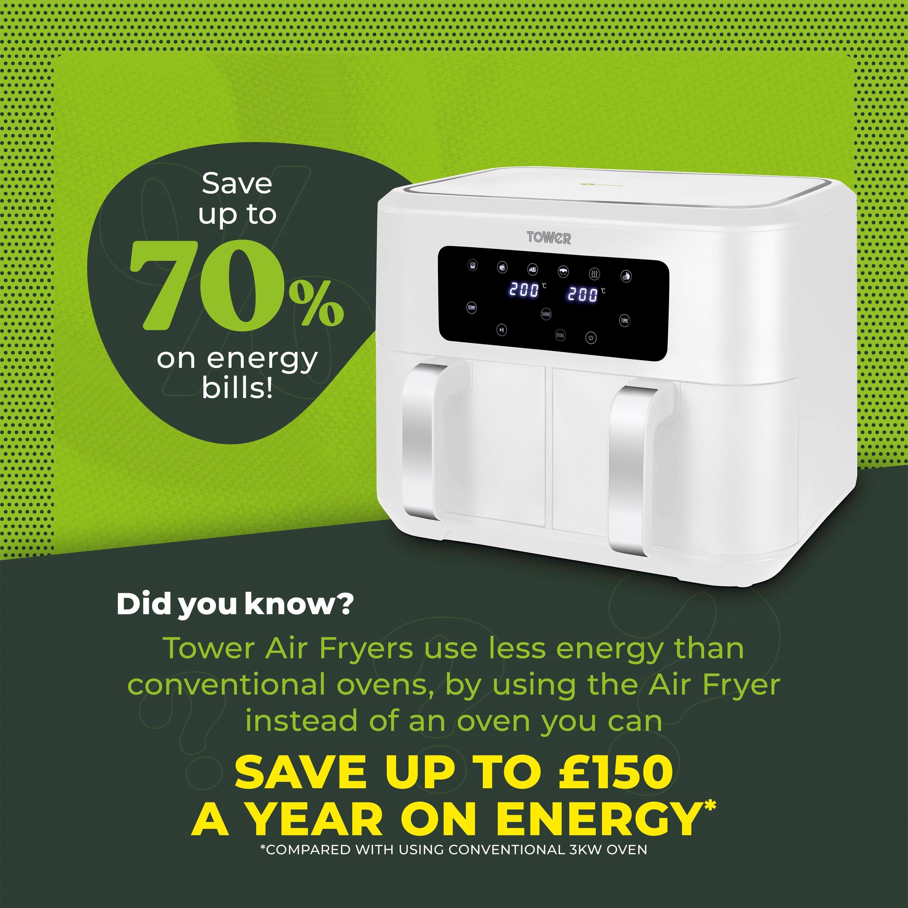 White - Tower - Vortx 8.5L Dual Basket Air Fryer Digital White wit - 7