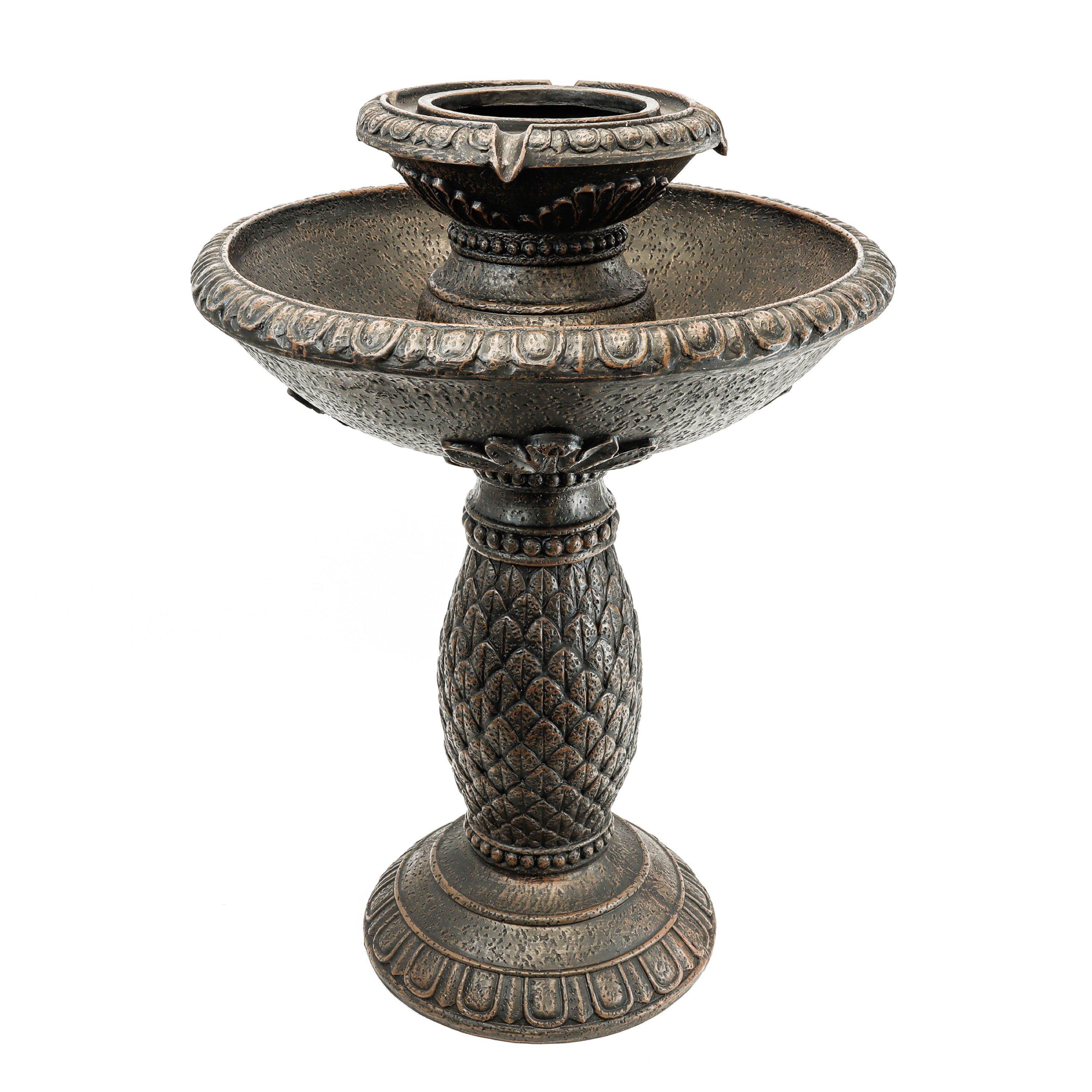 Bronze - Streetwize - Solar Imperial Bird Bath Fountain - Battery Backup - 1