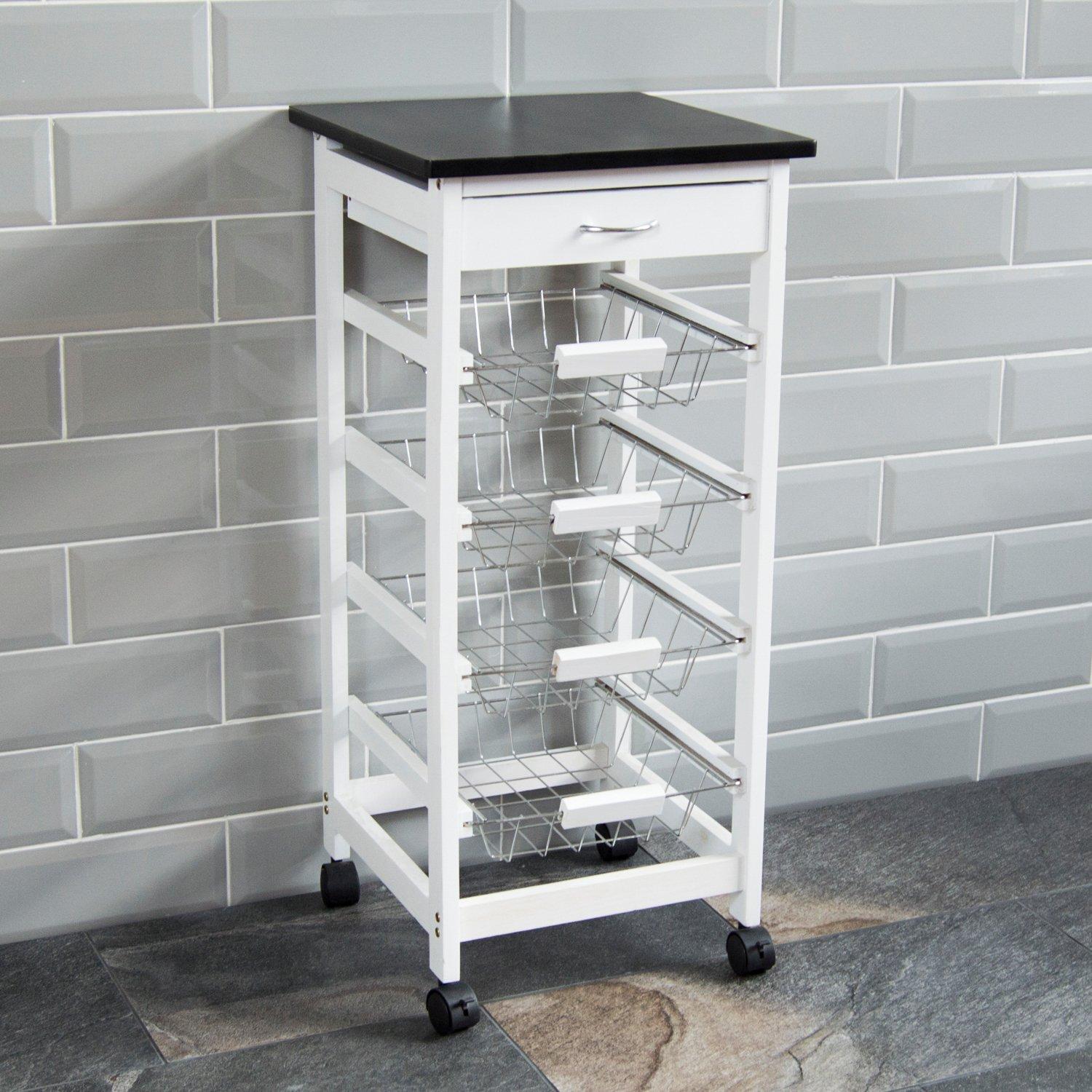 White - Lassic - Chef Vida 4 Tier Wooden Kitchen Trolley - 3