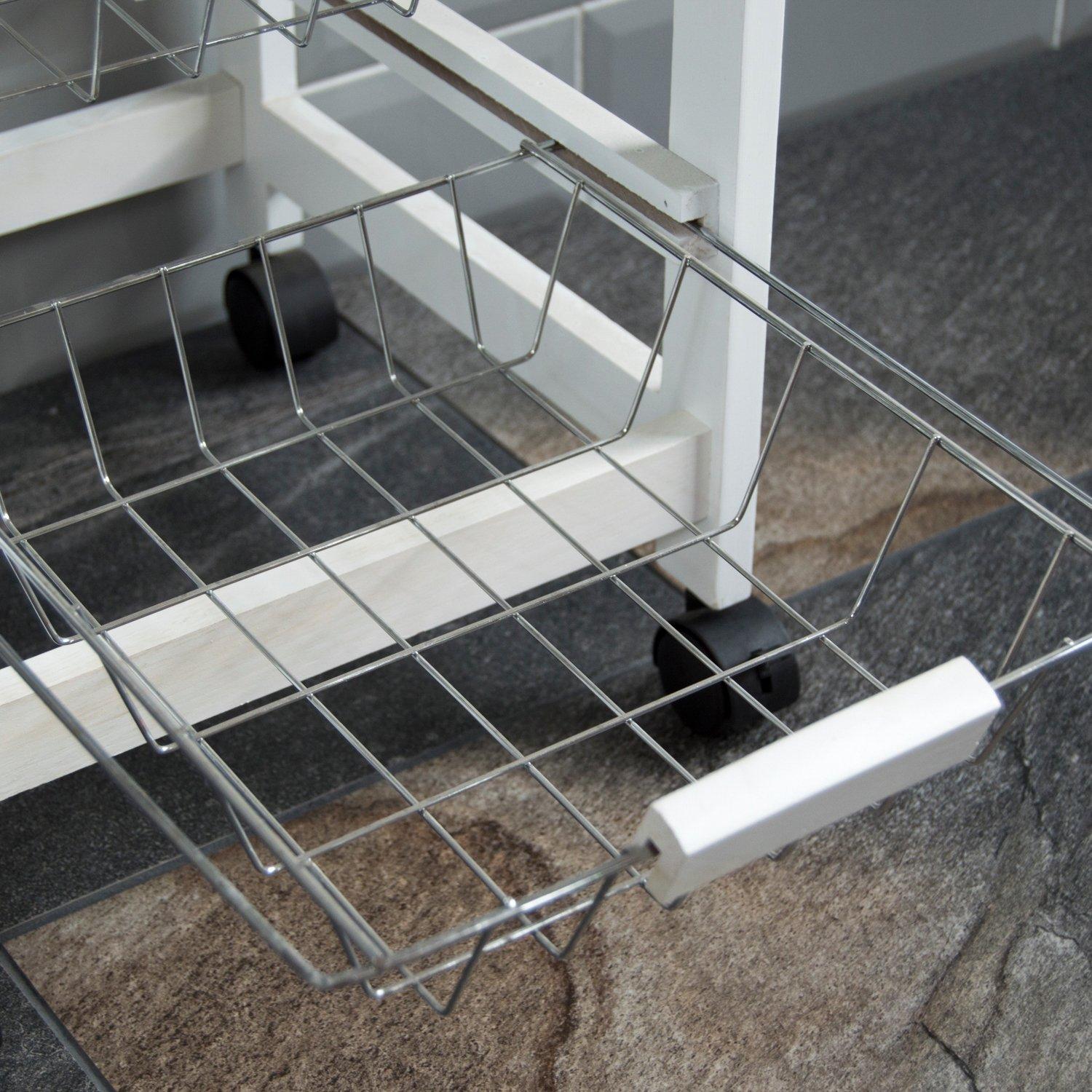 White - Lassic - Chef Vida 4 Tier Wooden Kitchen Trolley - 8