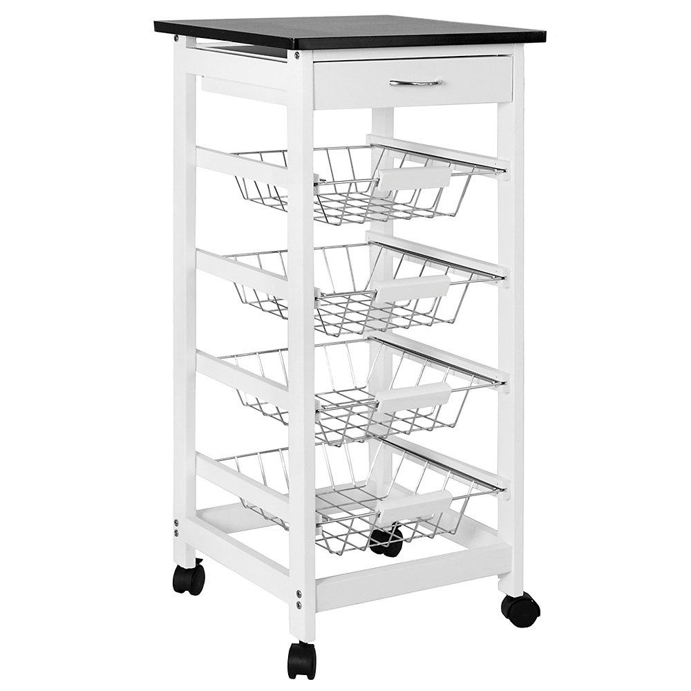 White - Lassic - Chef Vida 4 Tier Wooden Kitchen Trolley - 9