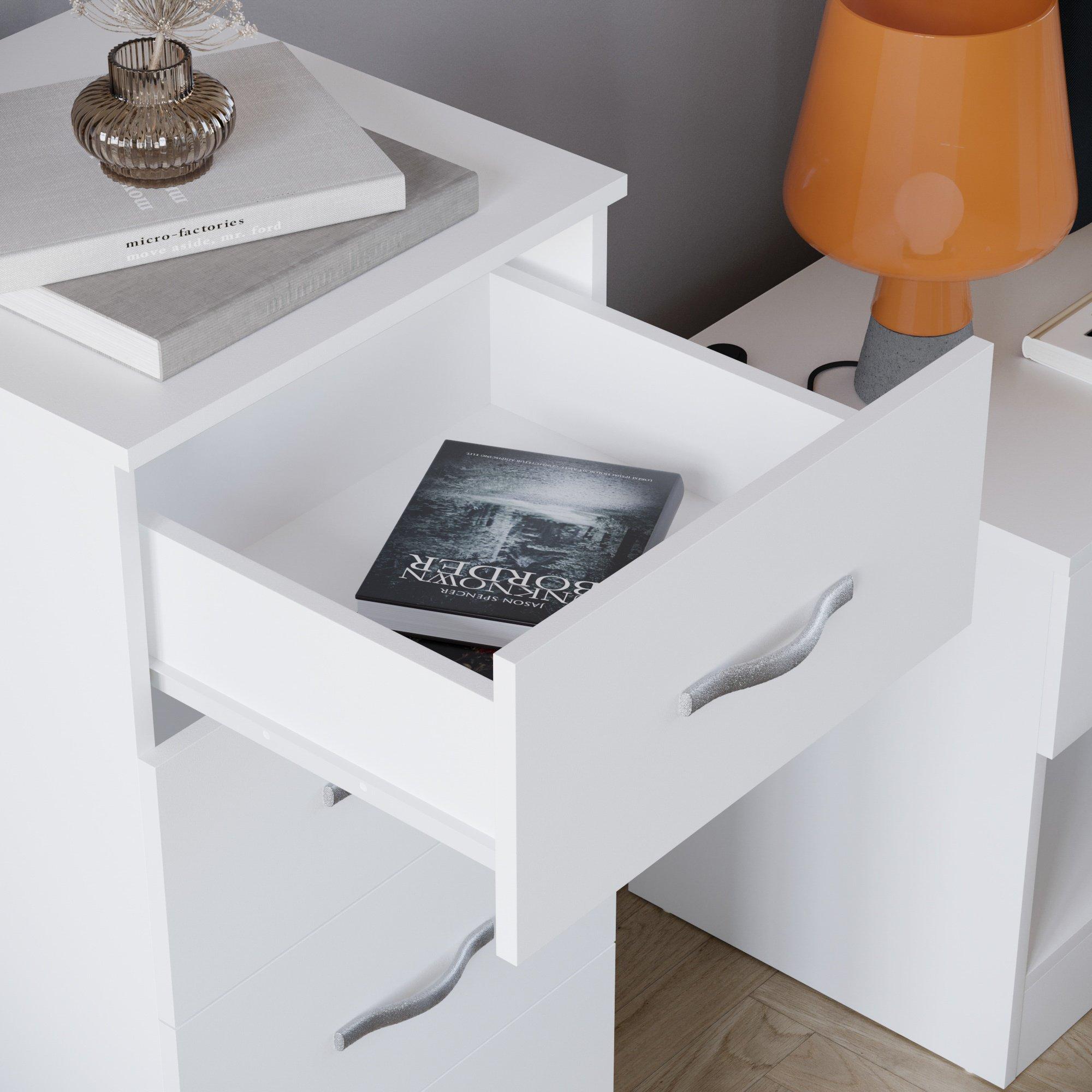 White - Lassic - Vida Designs Riano 5 Drawer Narrow Chest - 6