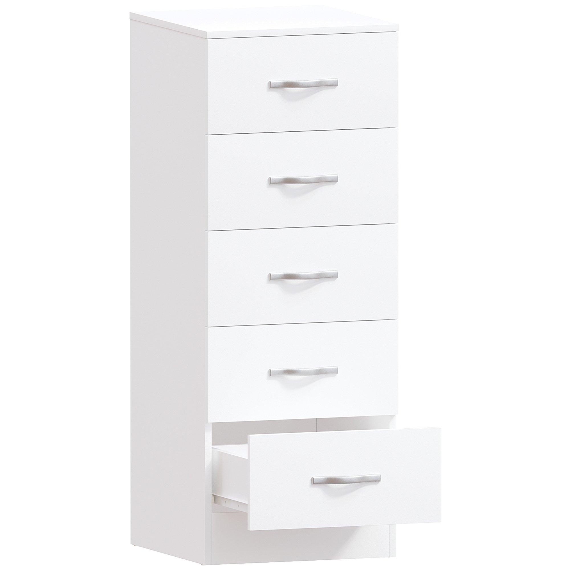 White - Lassic - Vida Designs Riano 5 Drawer Narrow Chest - 7