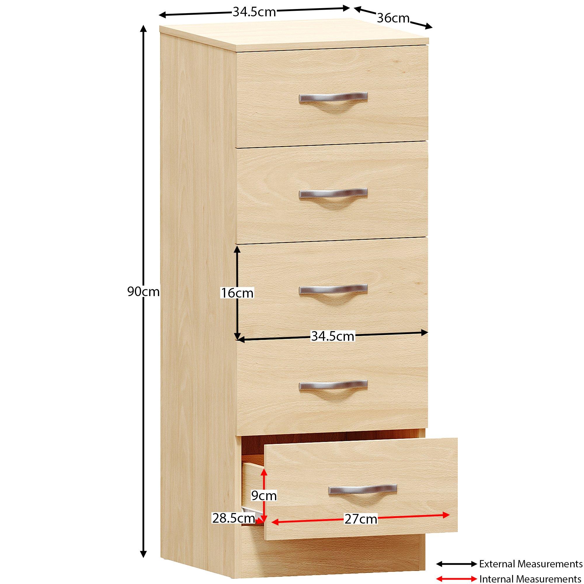 Pine - Lassic - Vida Designs Riano 5 Drawer Narrow Chest - 2