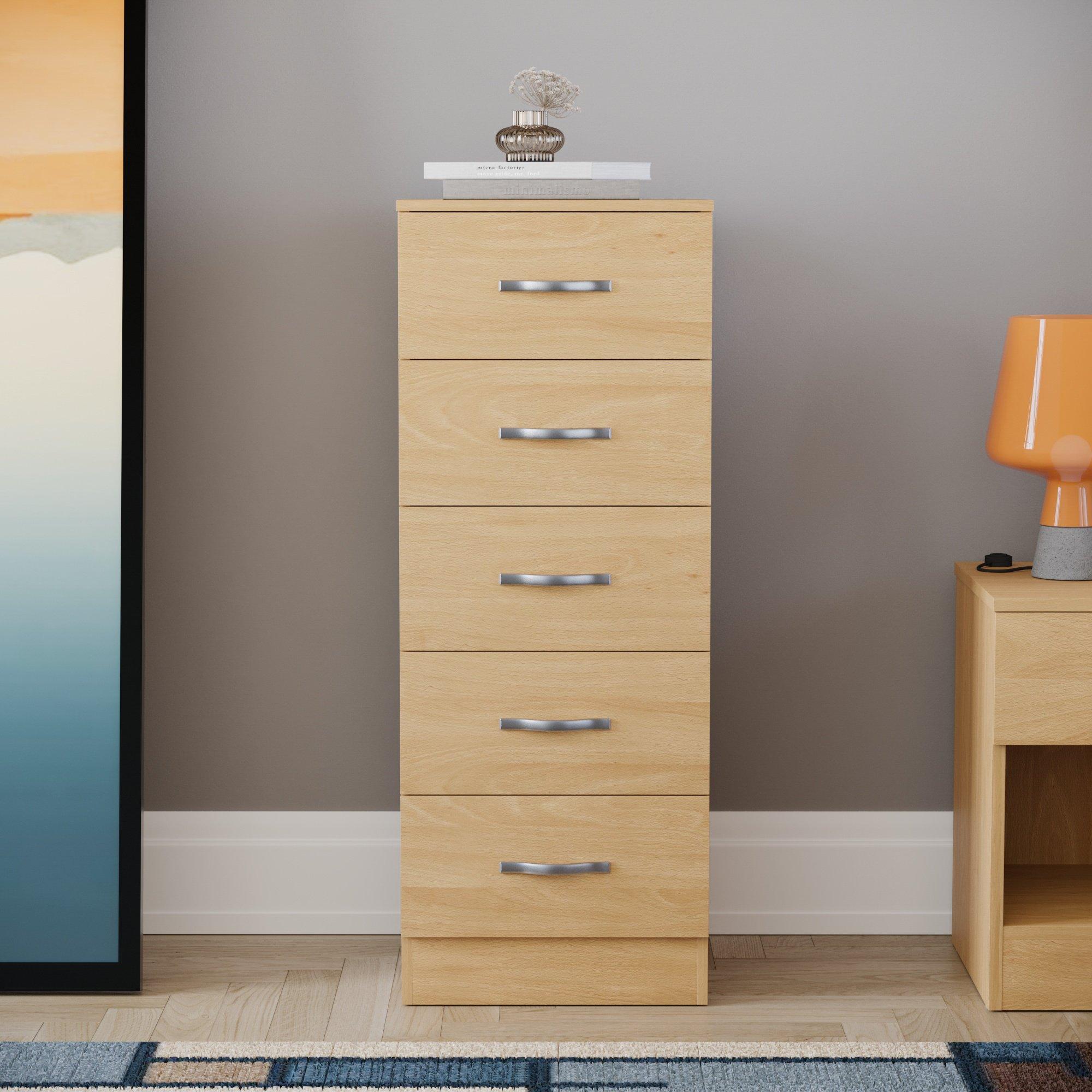 Pine - Lassic - Vida Designs Riano 5 Drawer Narrow Chest - 3