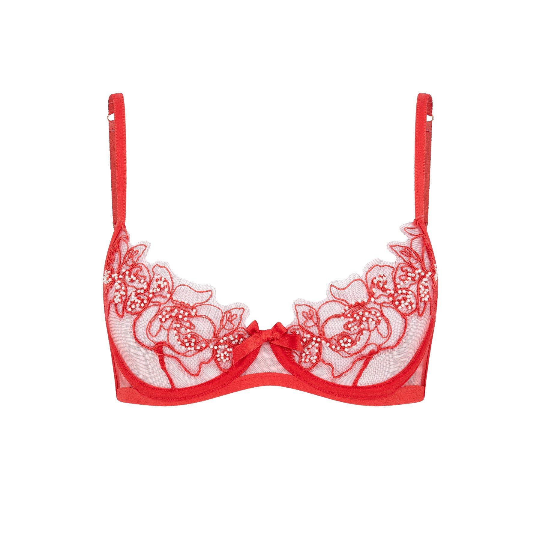 Agent Provocateur LINDIE Balconette Underwired Bra - Red/Red - Size 36DD