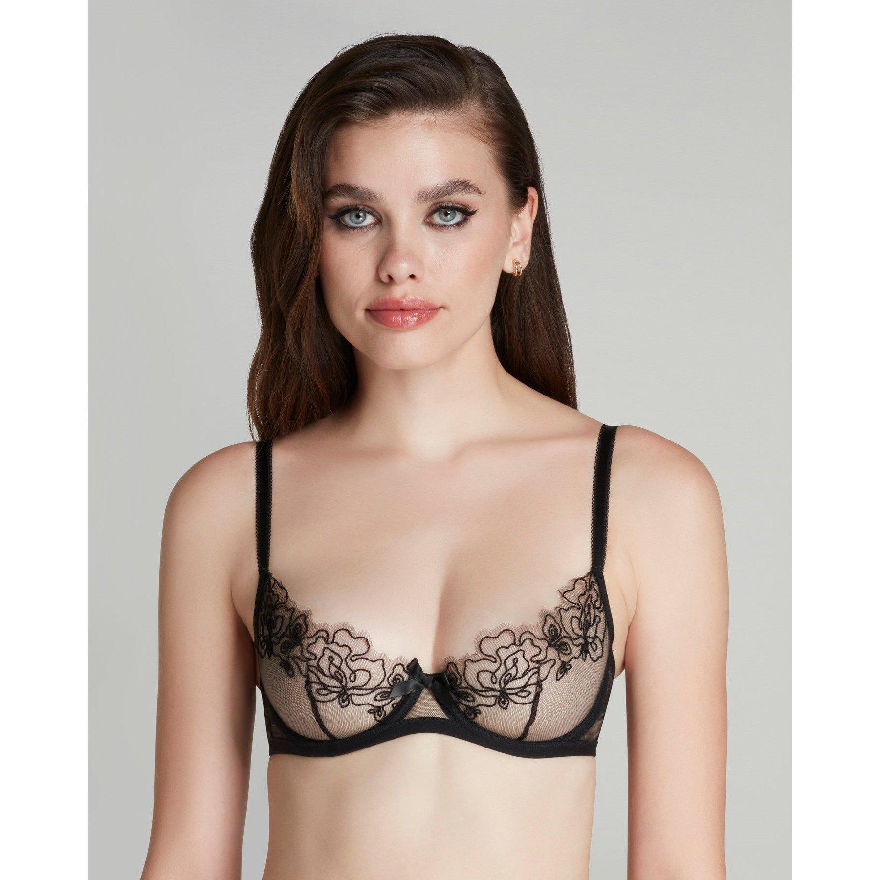 Black/Black - Agent Provocateur - JUNI Demi Cup Underwired Bra - 2