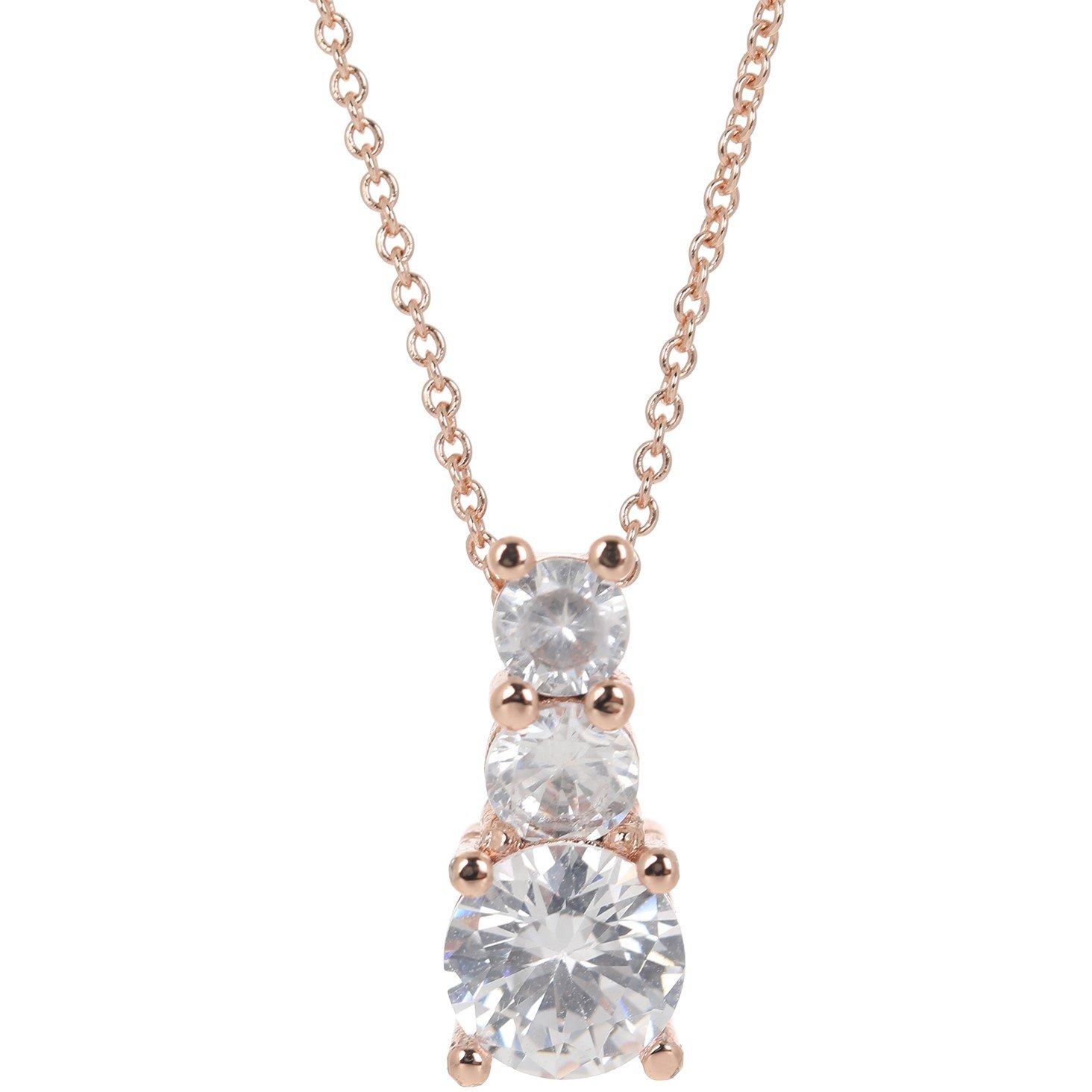 Espree Women's Fashion Rose Gold Triple Cz Pendant - Silver