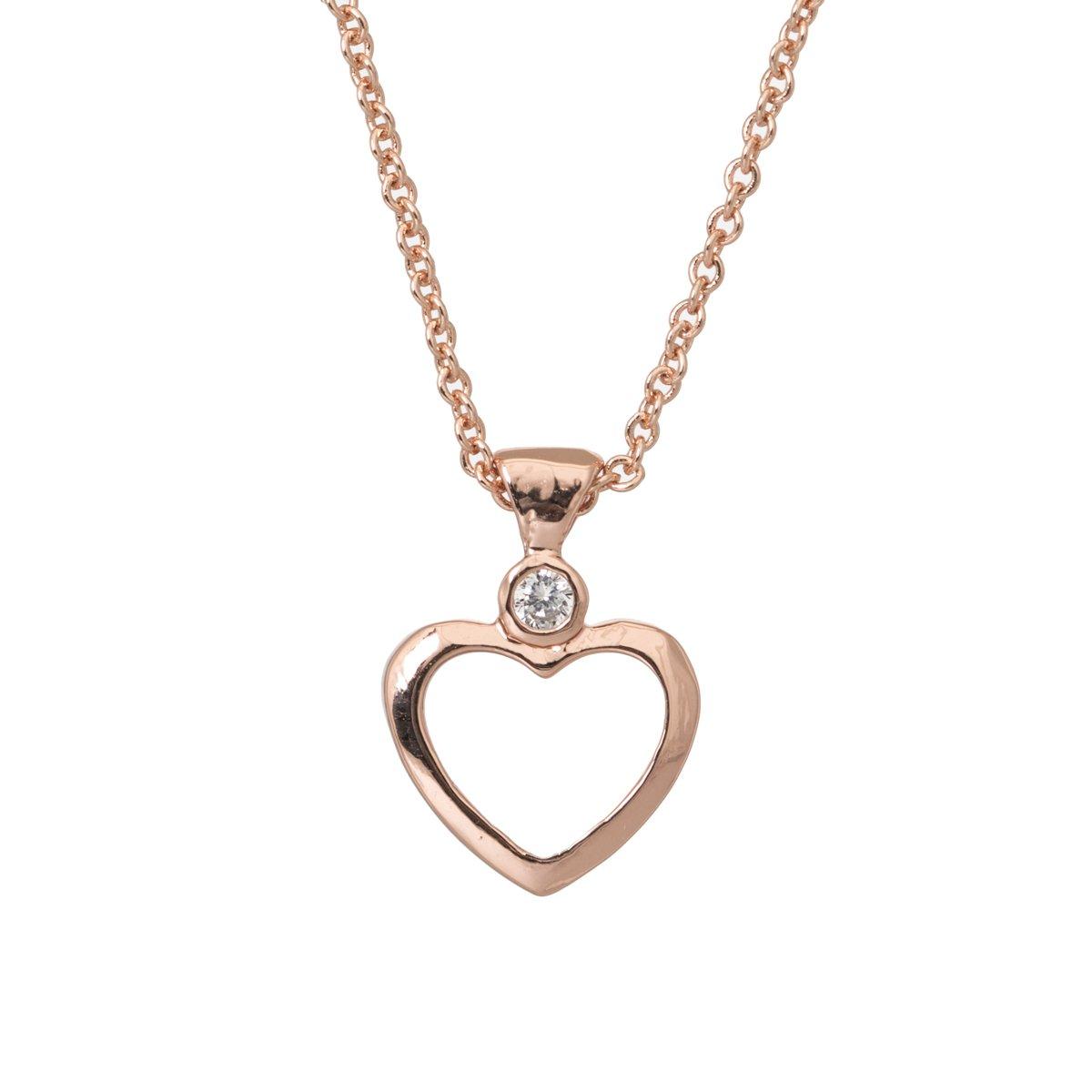 Espree Women's Fashion Rose Gold Cz Open Heart - Red
