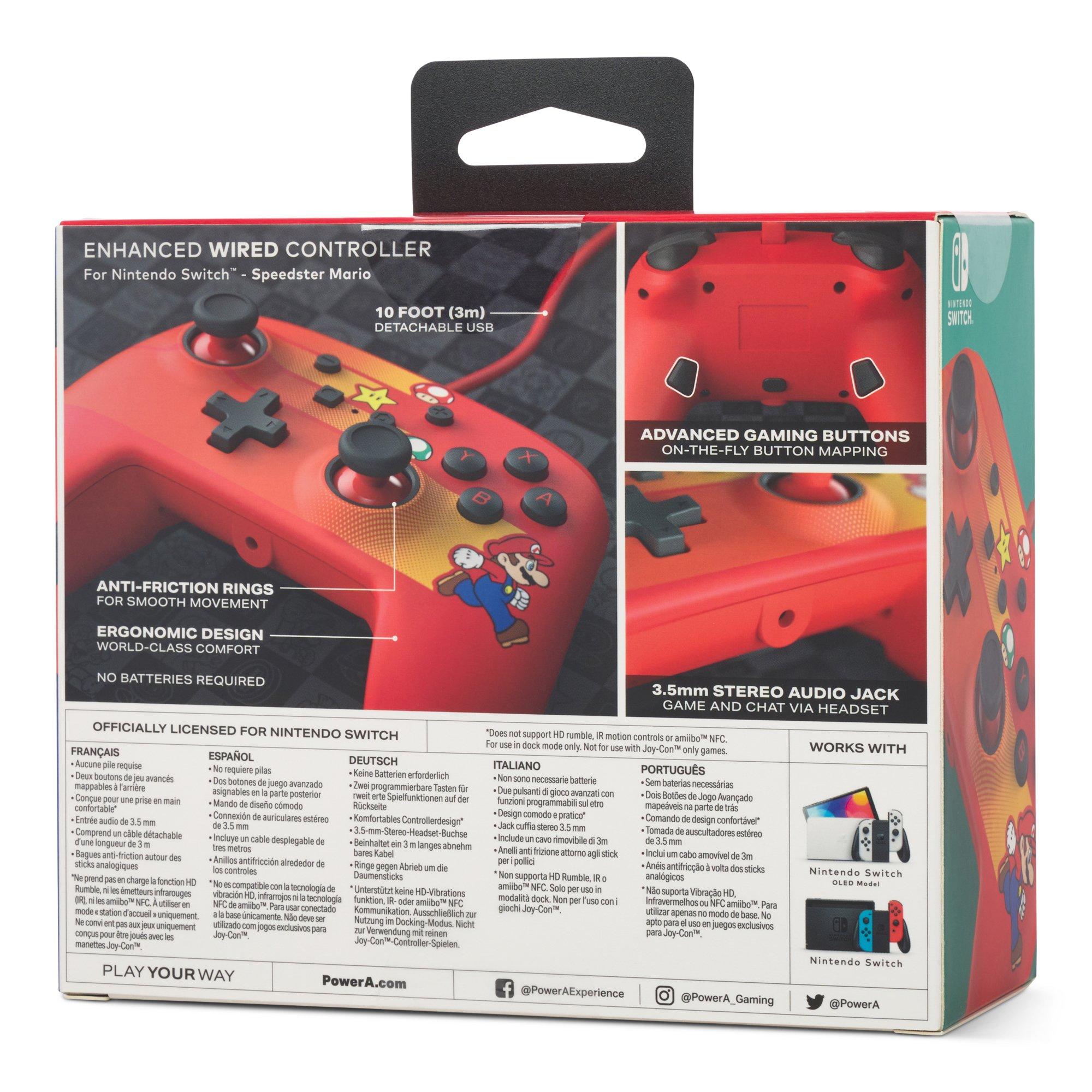 Velocista Mario - PowerA - Enhanced Wired Controller for Nintendo Switch - Speedster Mario - 12