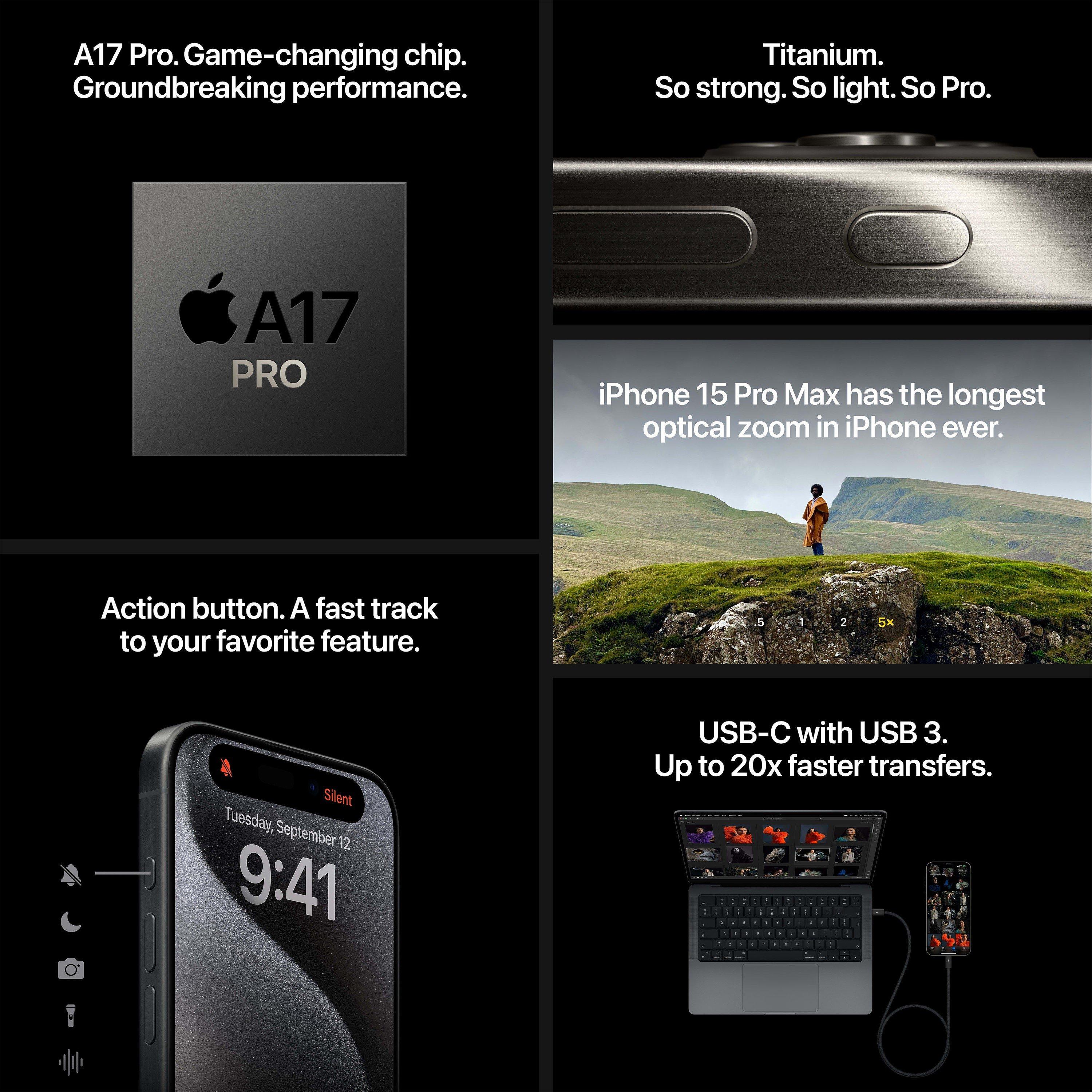 Grey Titanium - Apple - iPhone 15 Pro Max 256Gb Natural Titanium - 7