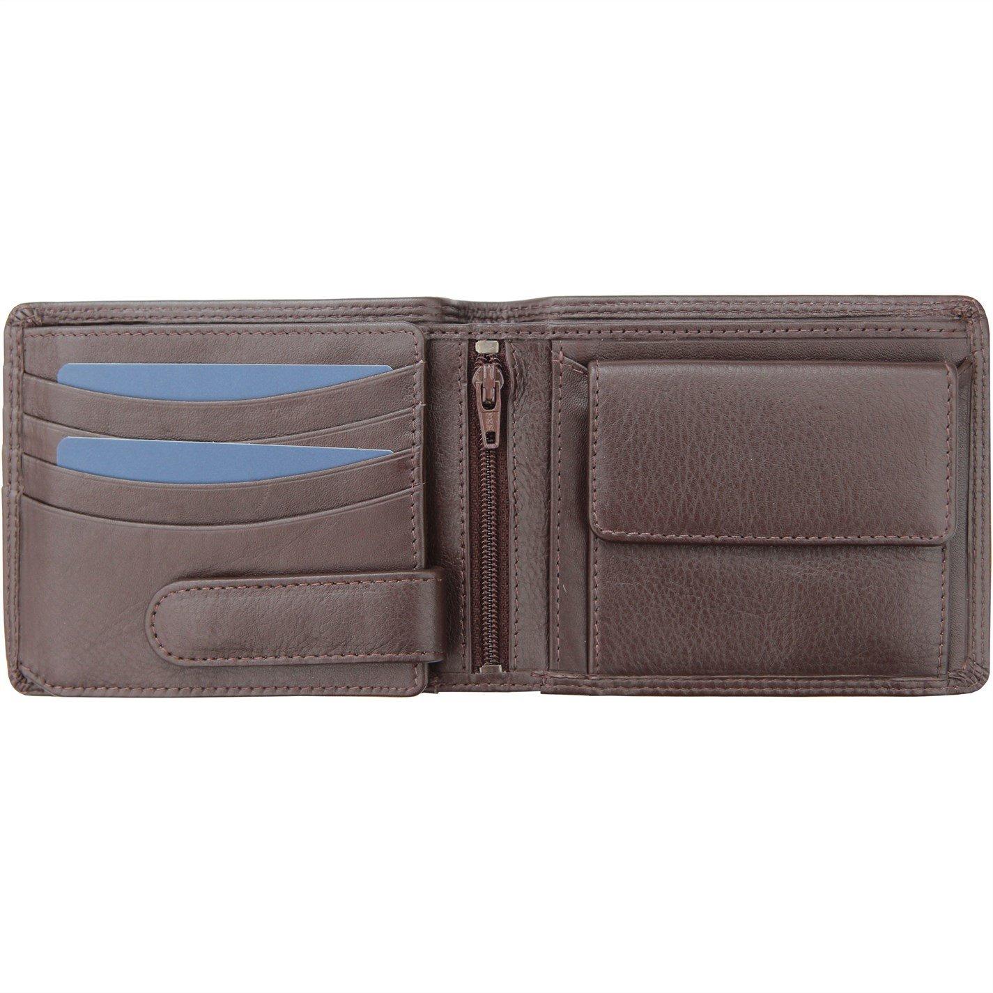 Brown - PRIMEHIDE Leather - Washington Trifold RFID Leather Wallet - 2