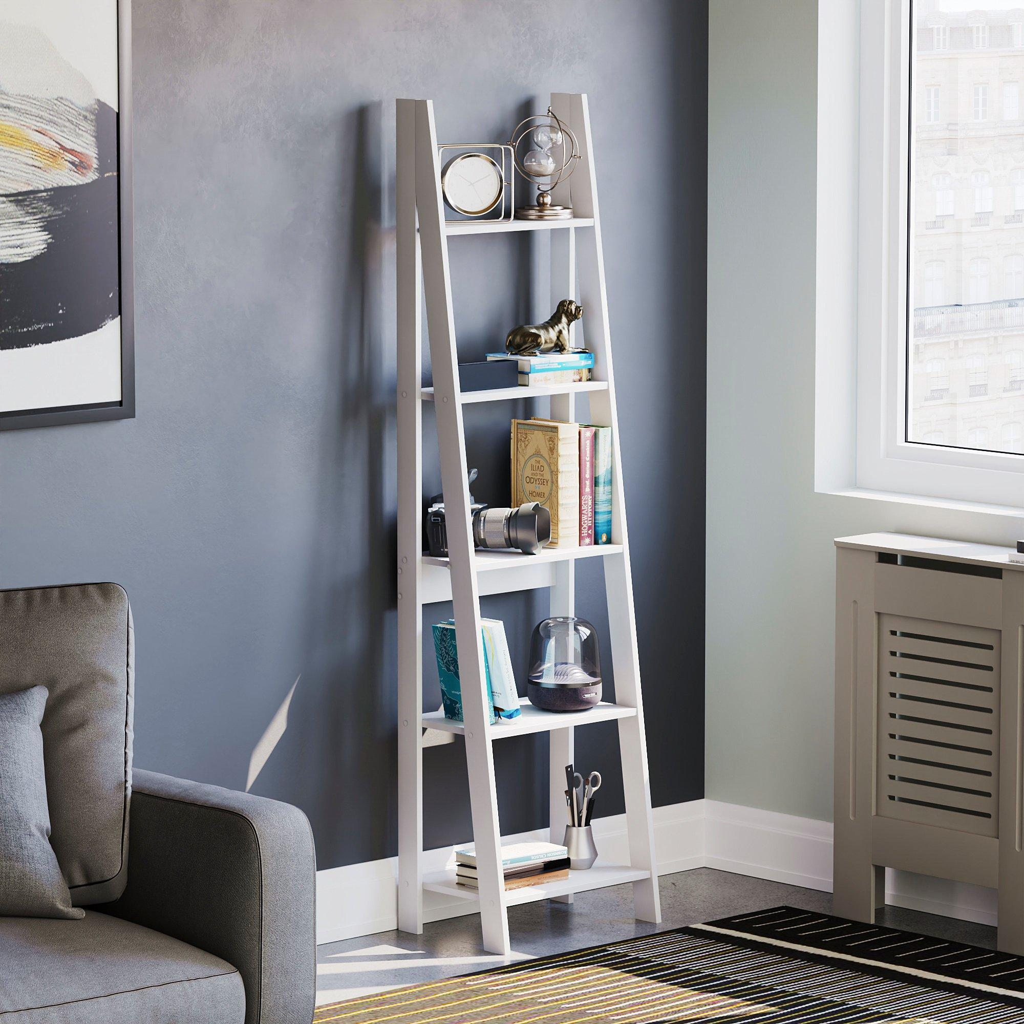 White - Lassic - Vida Designs Bristol 5 Tier Step Ladder Bookcase - 1