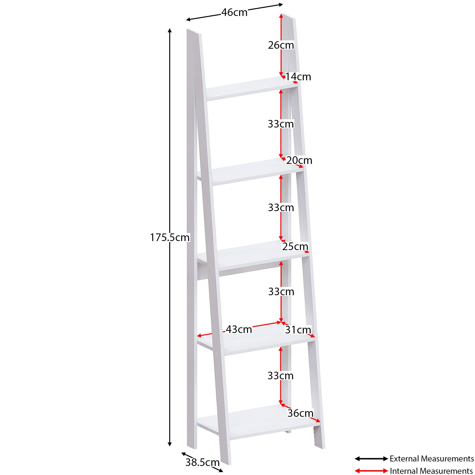 White - Lassic - Vida Designs Bristol 5 Tier Step Ladder Bookcase - 2