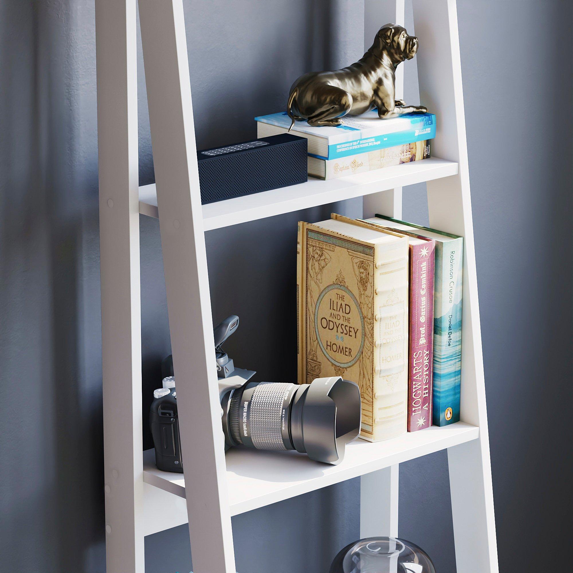 White - Lassic - Vida Designs Bristol 5 Tier Step Ladder Bookcase - 5