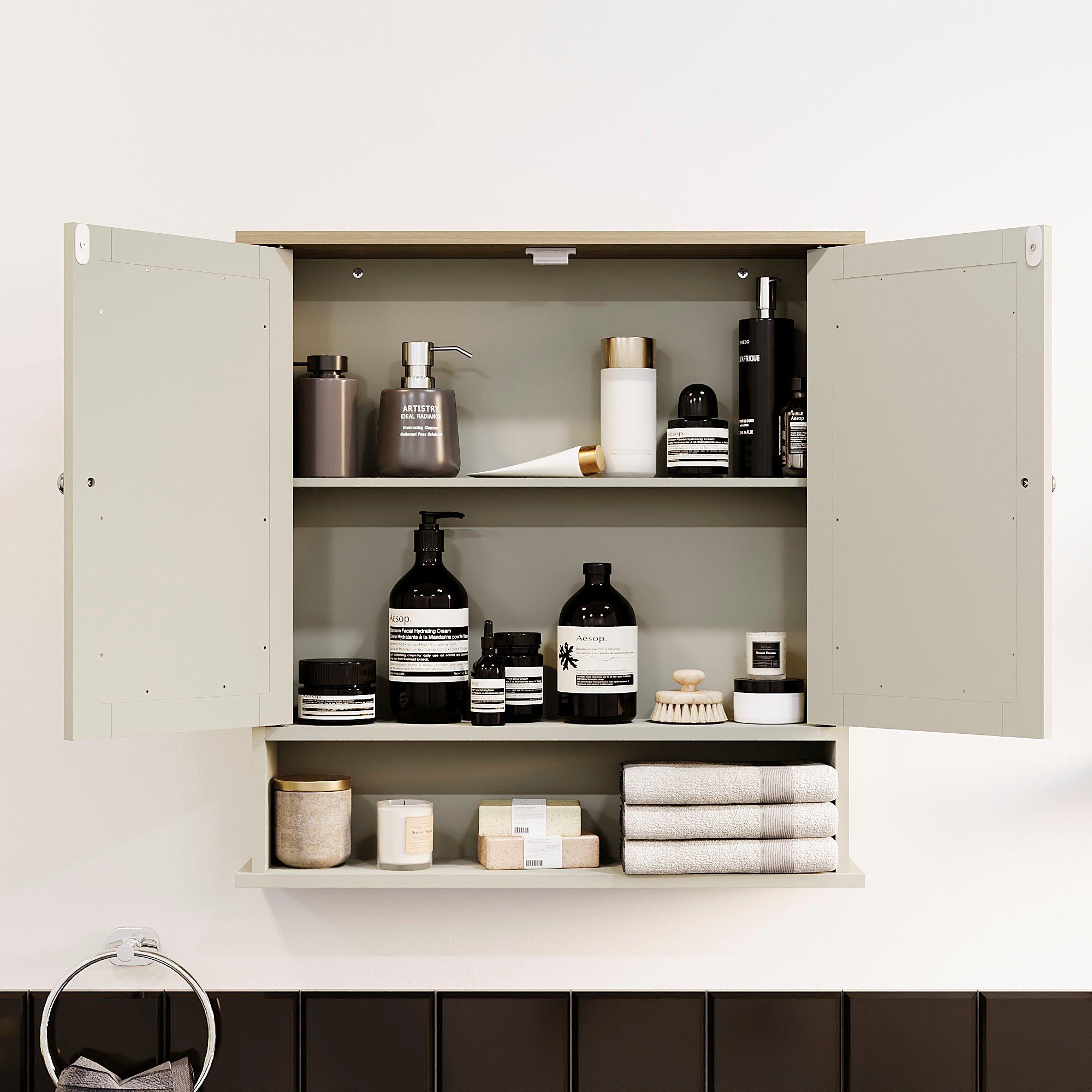 Grey - Lassic - Priano 2 Door Mirrored Wall Cabinet With Shelf - 4