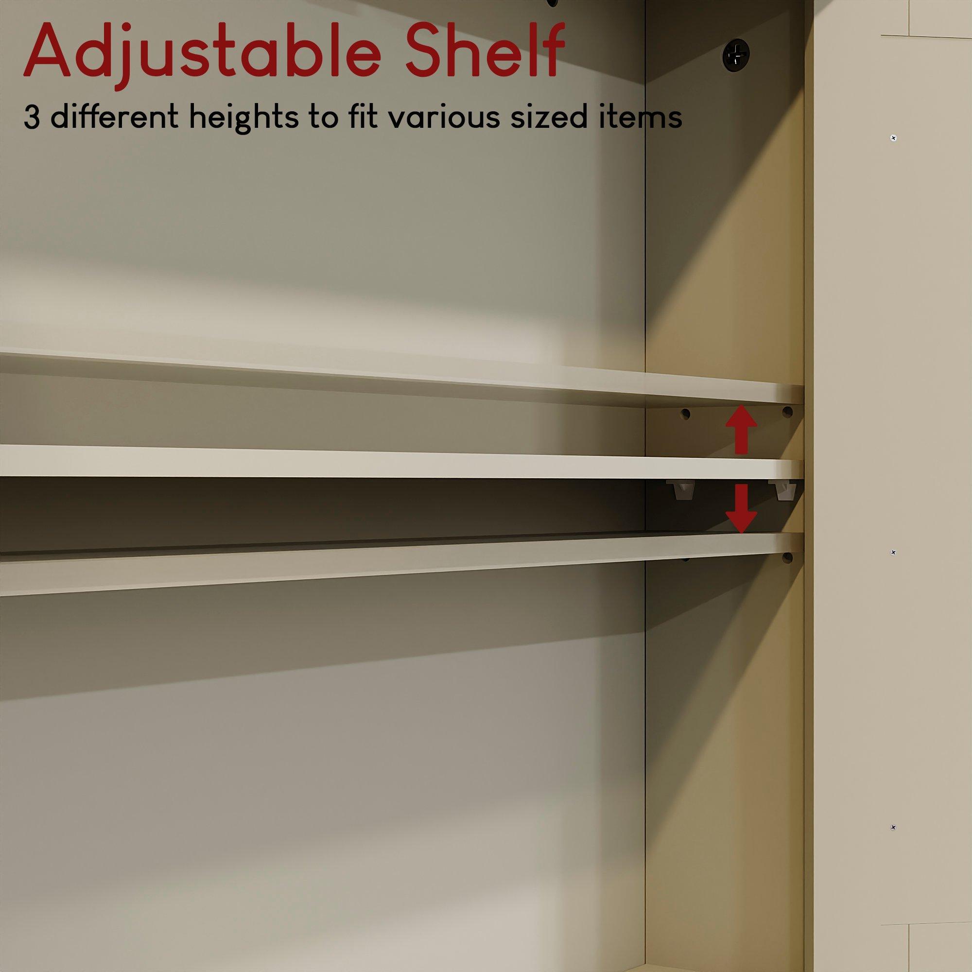 Grey - Lassic - Priano 2 Door Mirrored Wall Cabinet With Shelf - 6