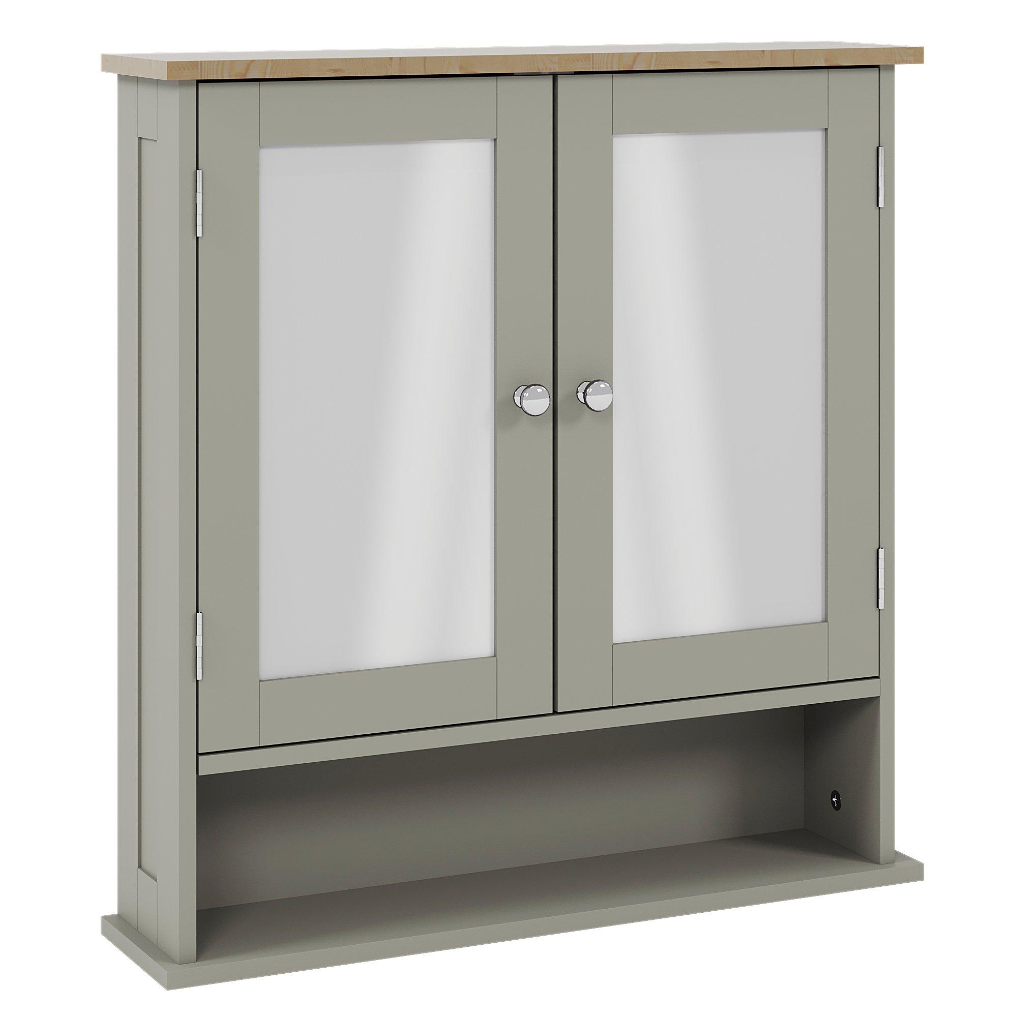Grey - Lassic - Priano 2 Door Mirrored Wall Cabinet With Shelf - 9