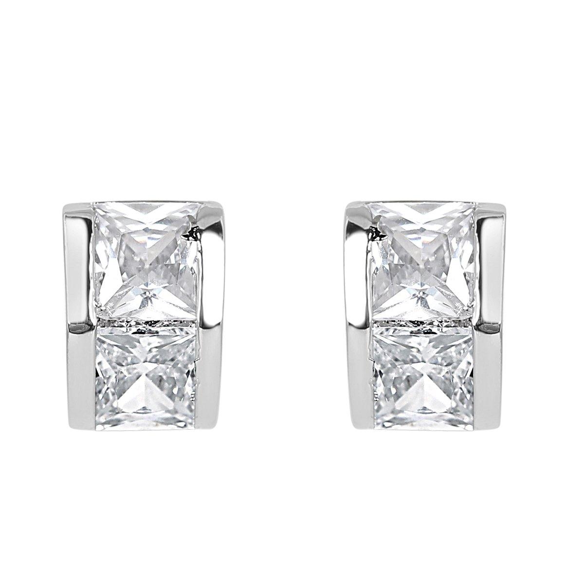 Espree Women's Fashion Princess Cut Crystal Earrings - Silver