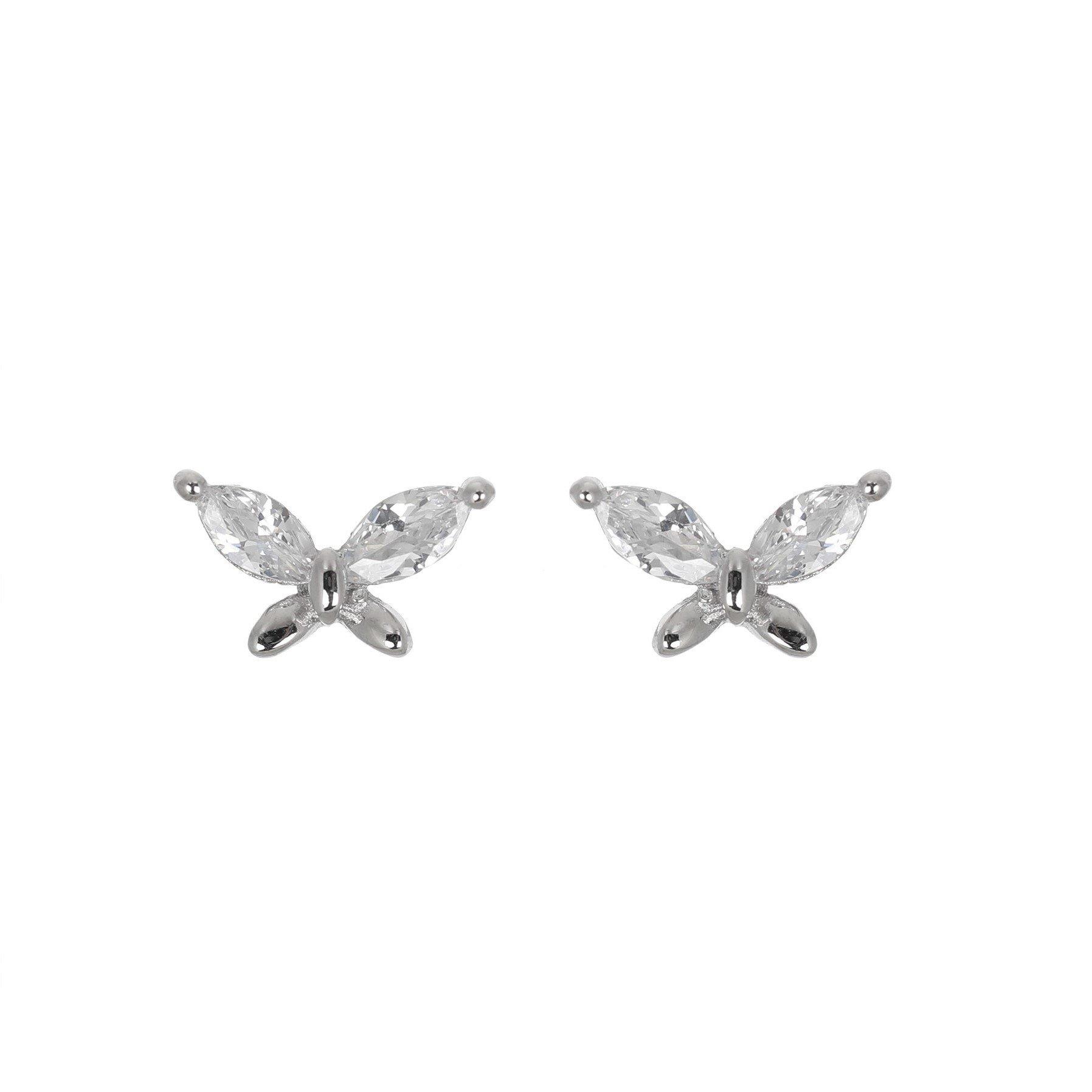 Espree Women's Fashion Cz Butterfly Earrings - Silver