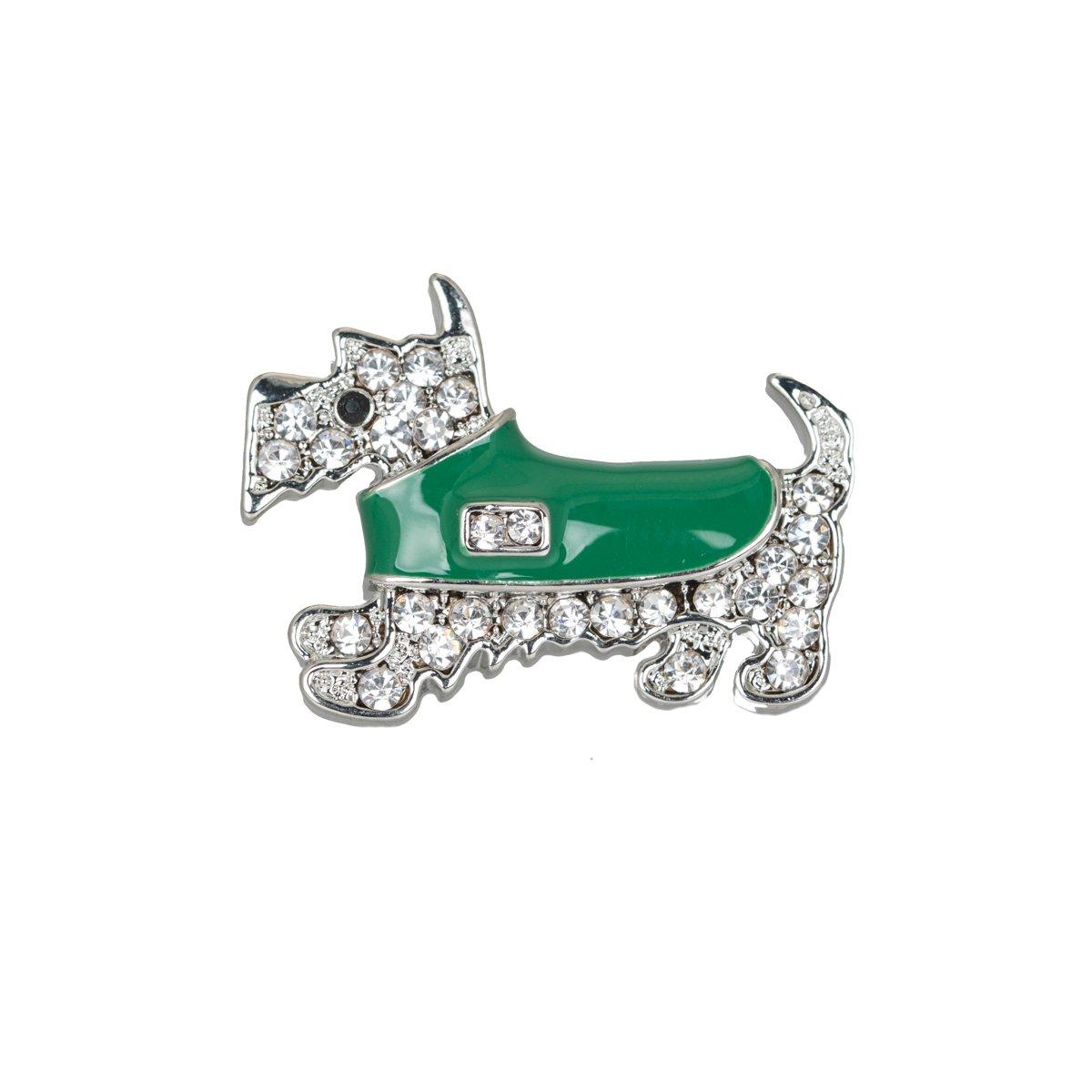 Espree  Enamel Scottie Dog Brooch Green