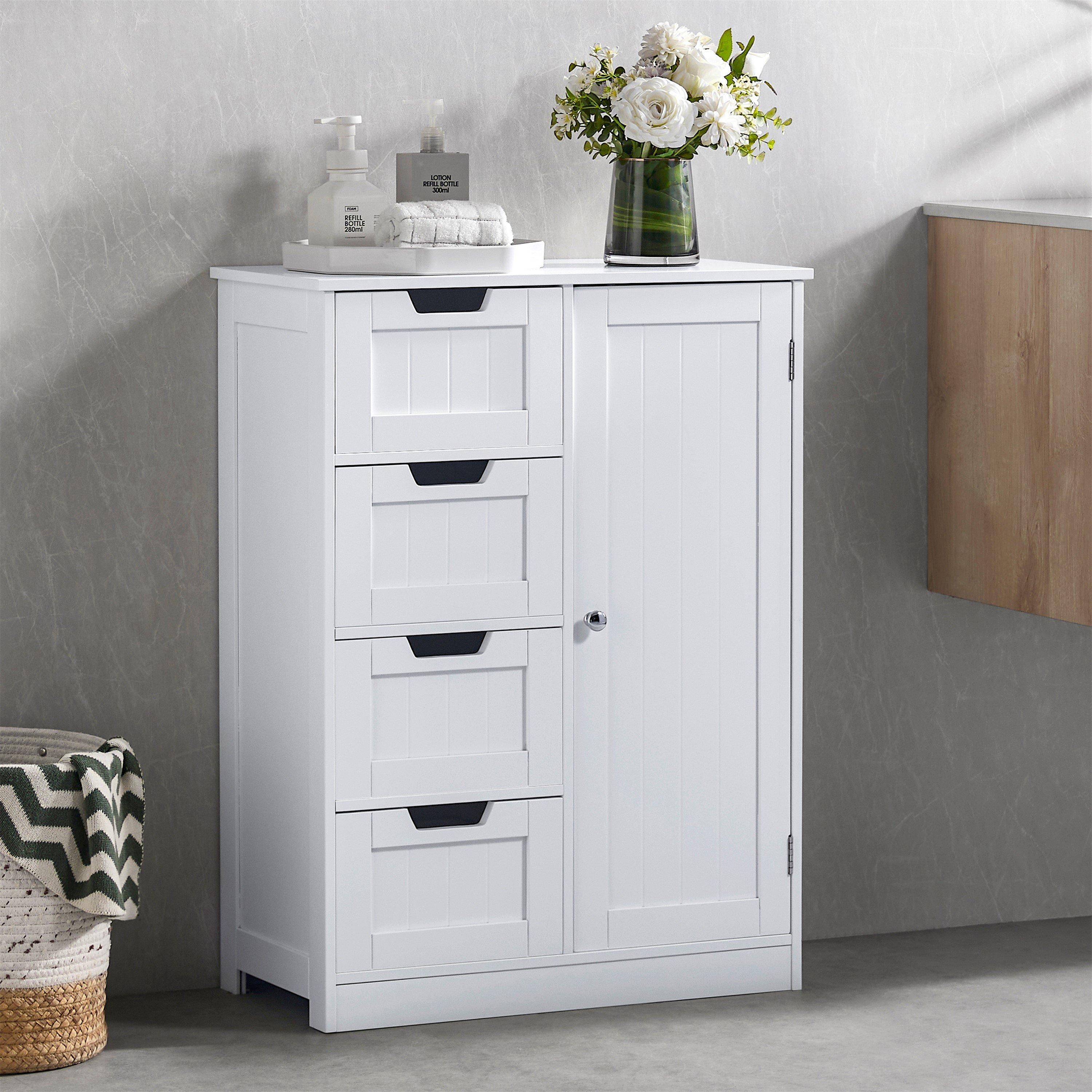 White - Lassic - Bath Vida Priano 4 Drawer 1 Door Freestanding Unit - 1