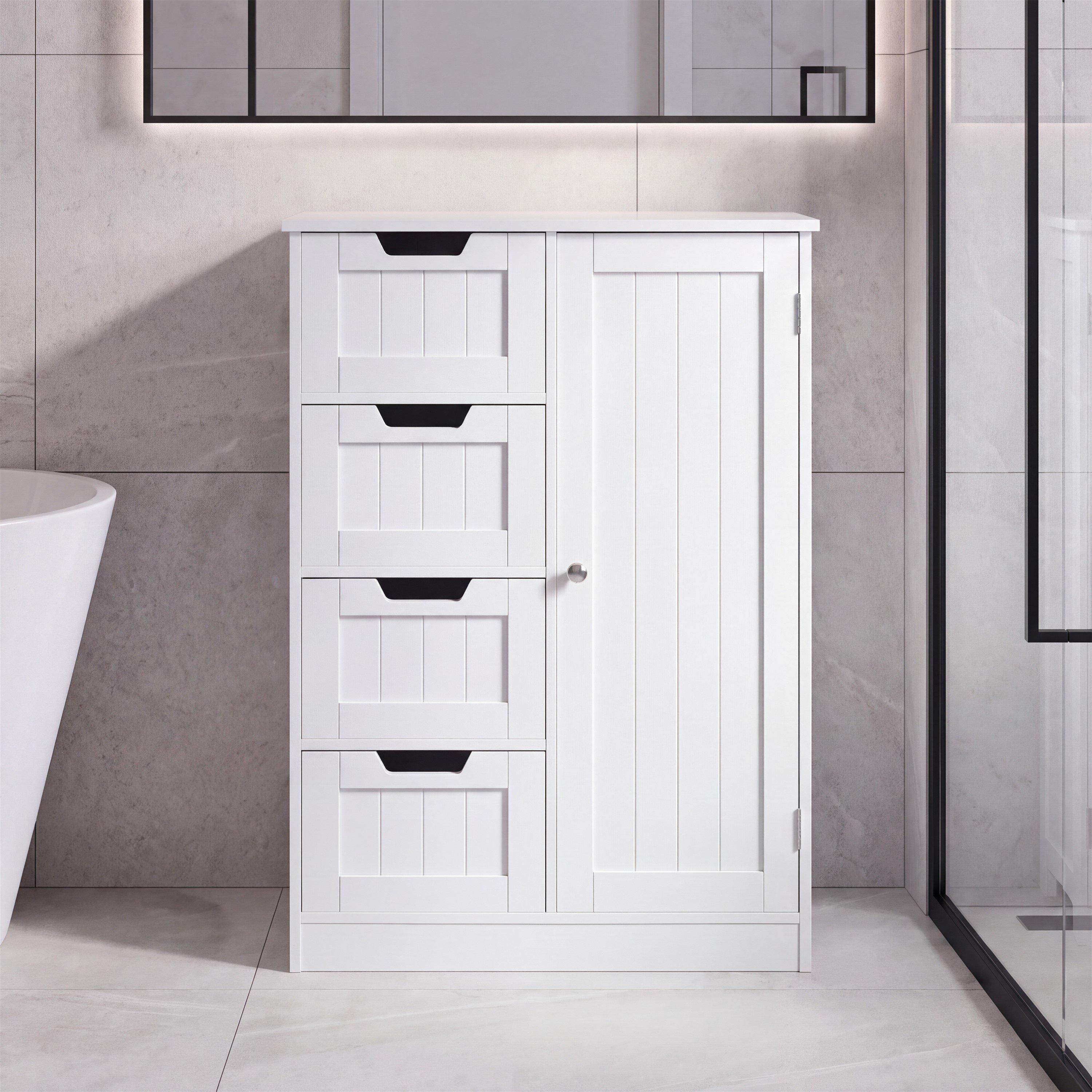 White - Lassic - Bath Vida Priano 4 Drawer 1 Door Freestanding Unit - 3