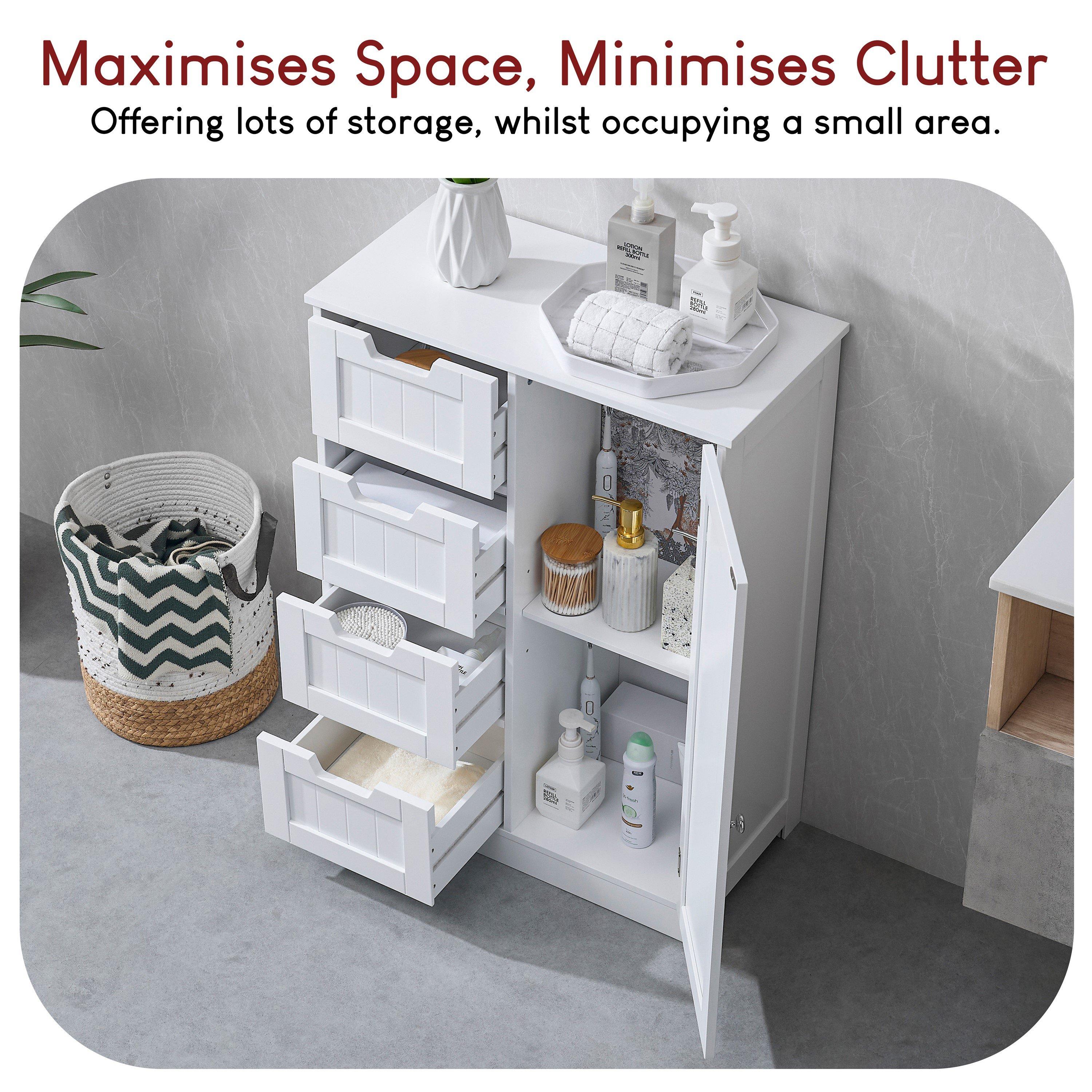 White - Lassic - Bath Vida Priano 4 Drawer 1 Door Freestanding Unit - 3