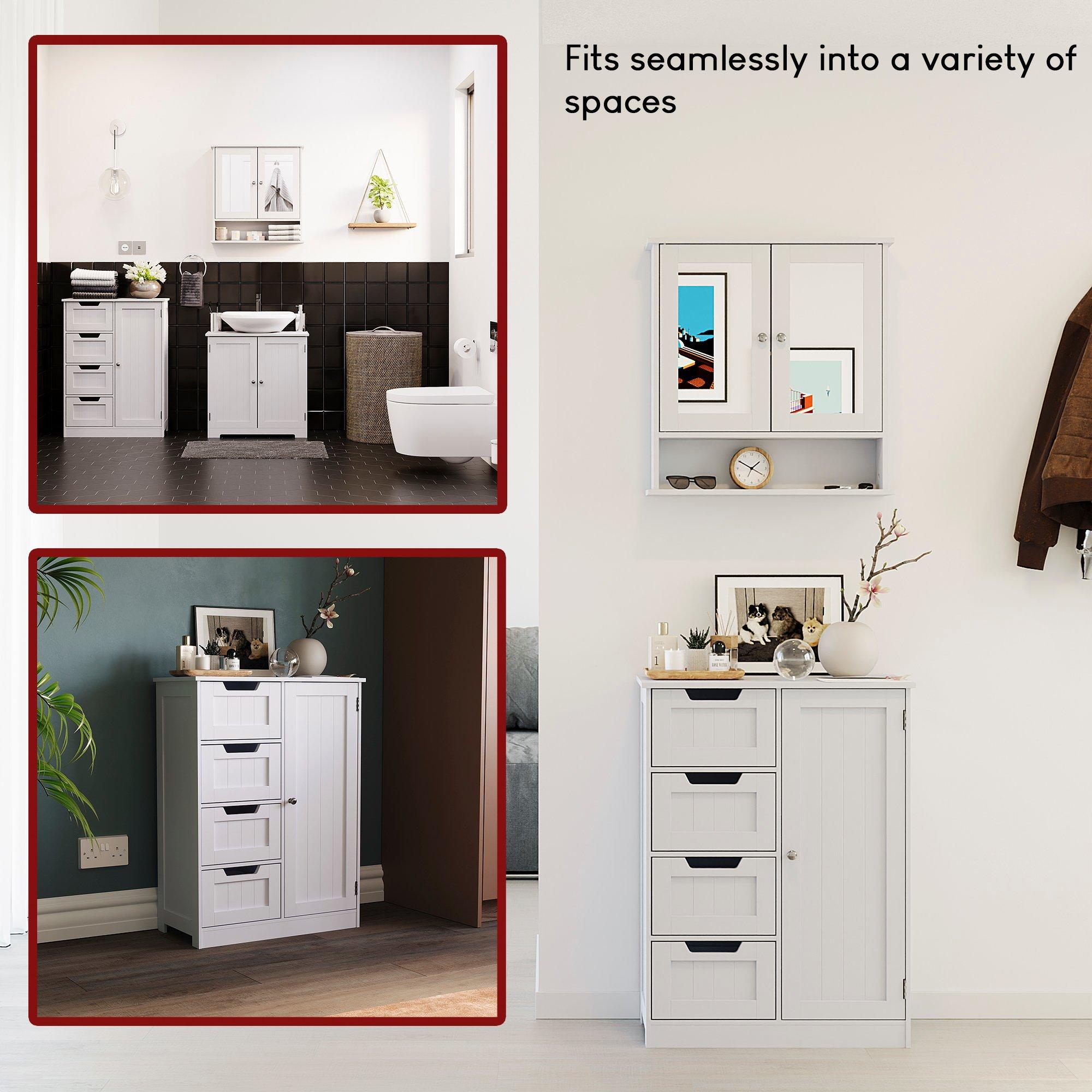 White - Lassic - Bath Vida Priano 4 Drawer 1 Door Freestanding Unit - 9