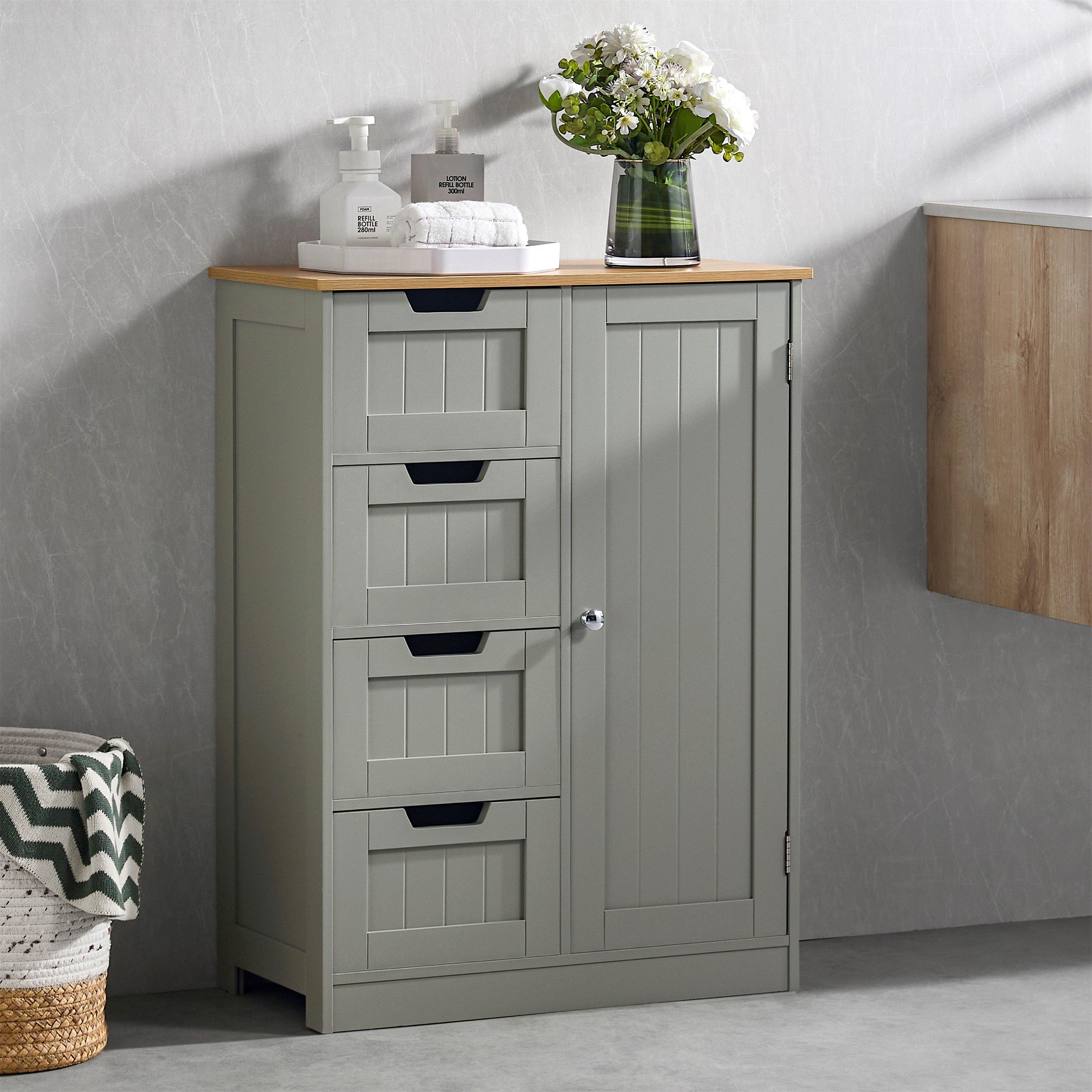 Lassic  Bath Vida Priano 4 Drawer 1 Door Freestanding Unit - Grey