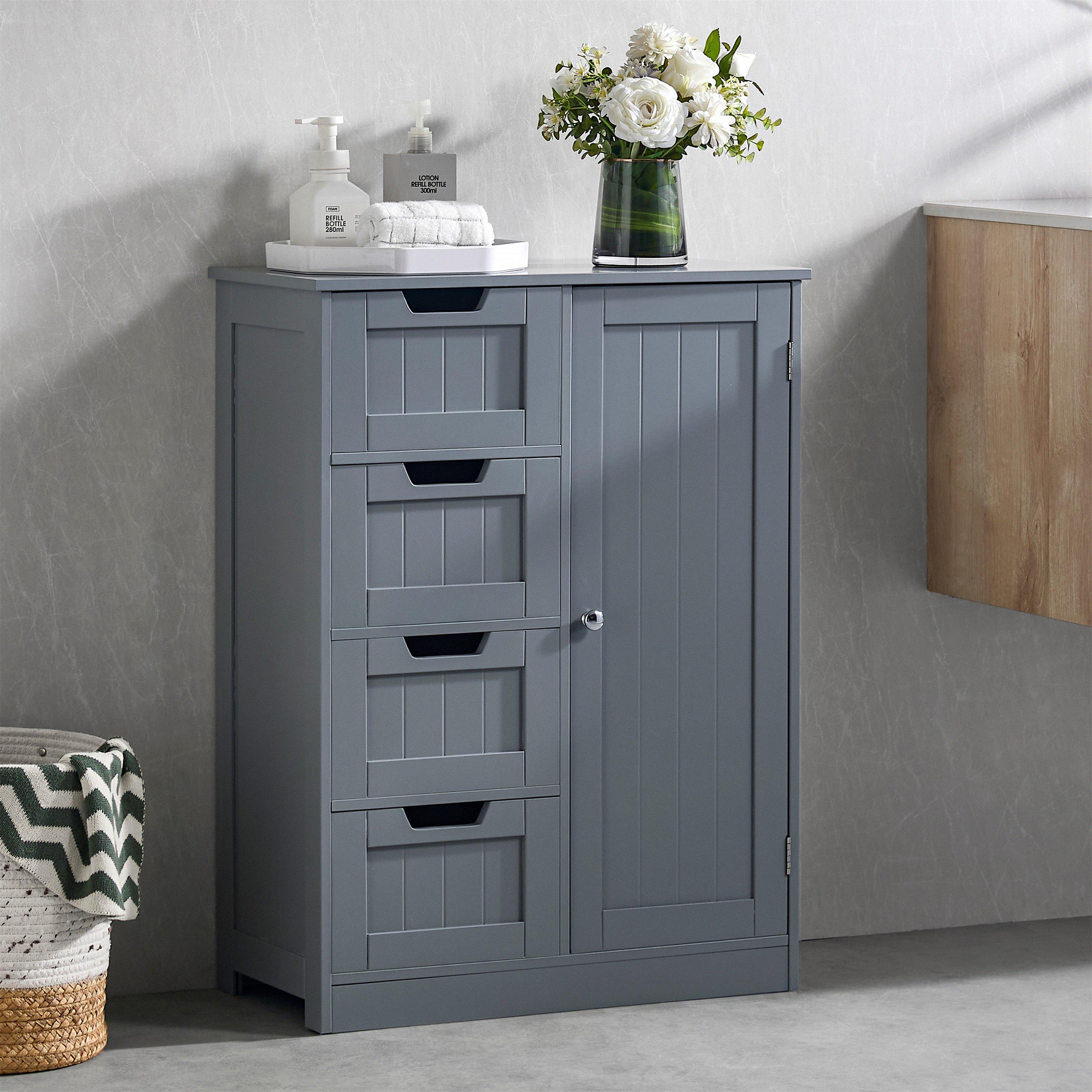 Lassic  Bath Vida Priano 4 Drawer 1 Door Freestanding Unit - Grey