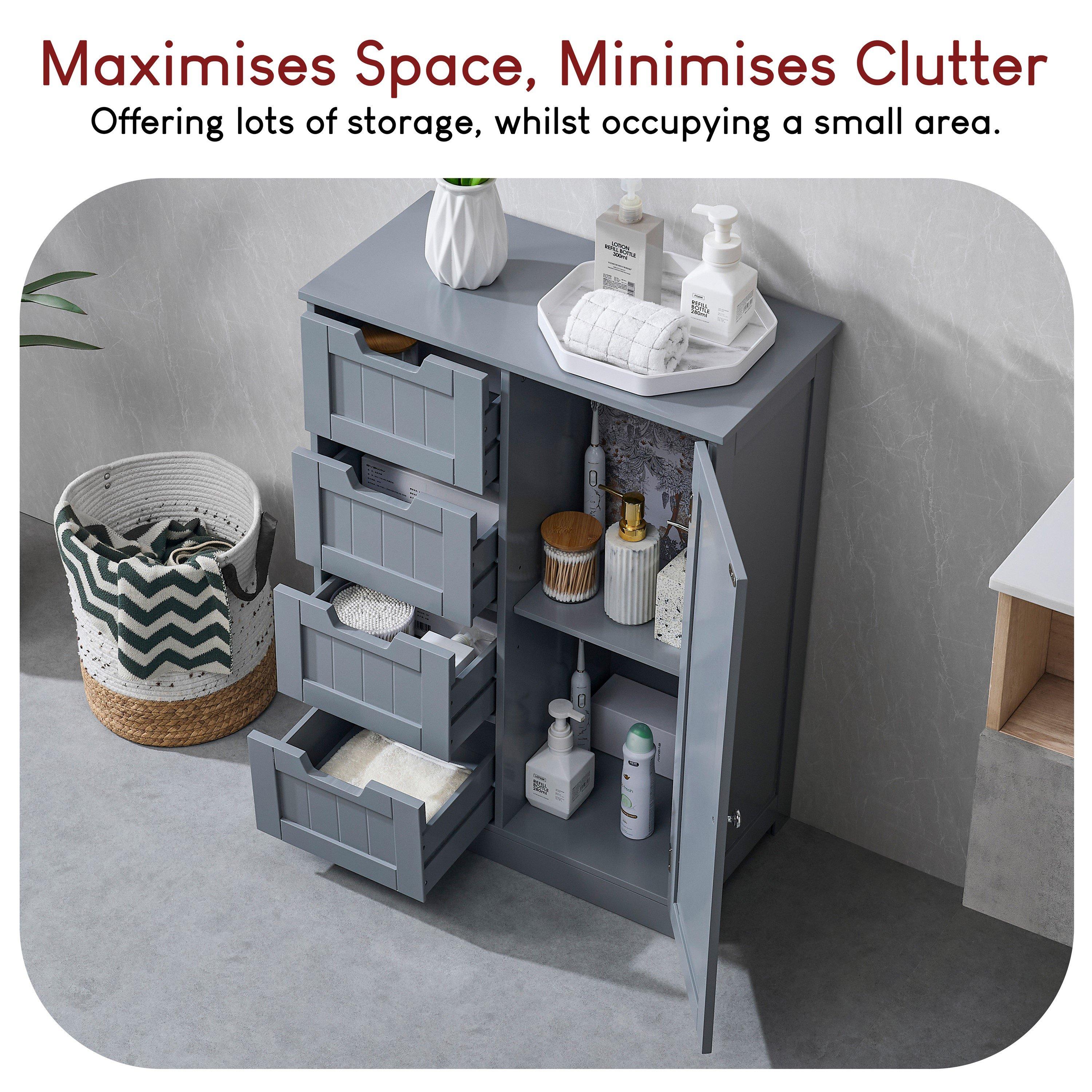 Grey - Lassic - Bath Vida Priano 4 Drawer 1 Door Freestanding Unit - 3
