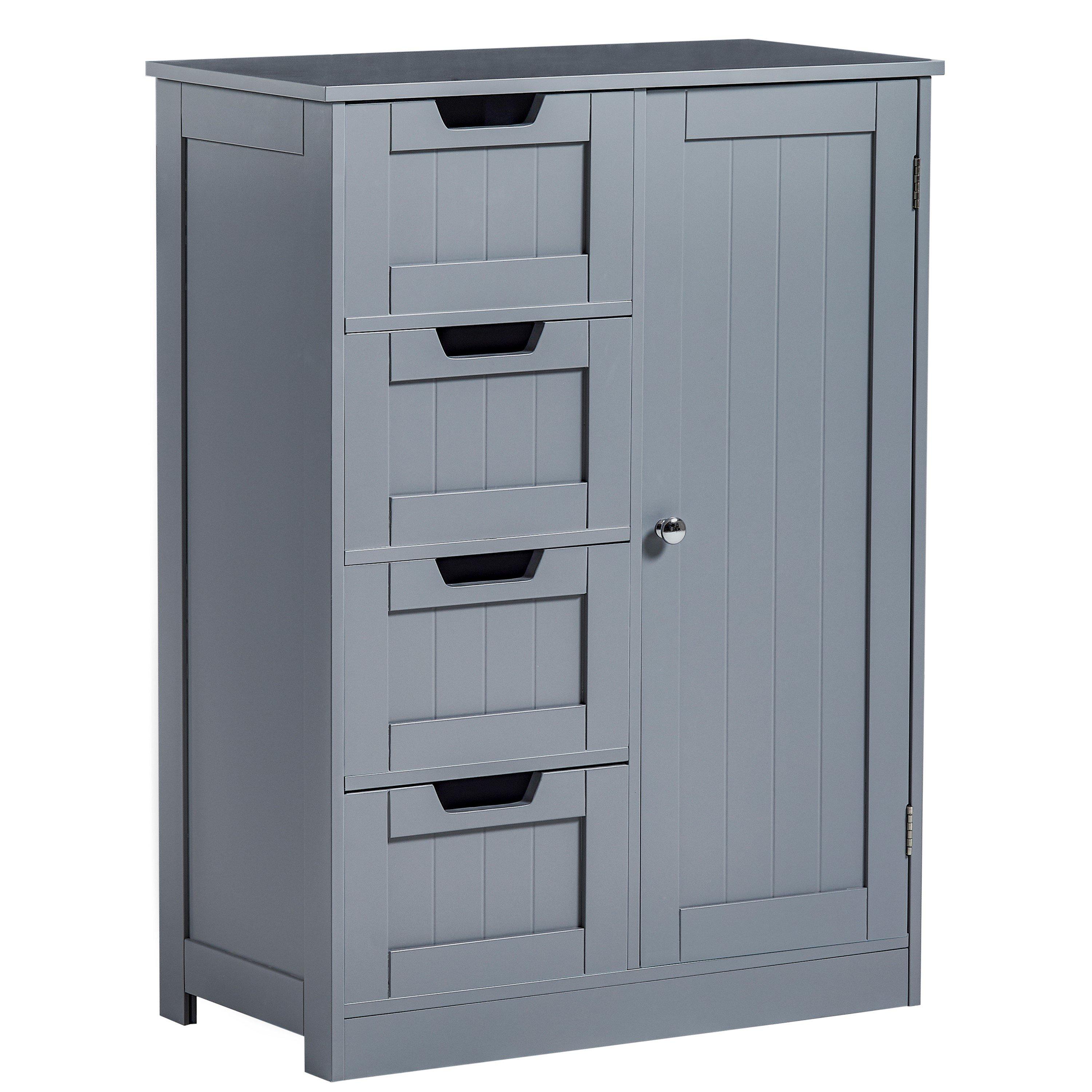 Grey - Lassic - Bath Vida Priano 4 Drawer 1 Door Freestanding Unit - 7